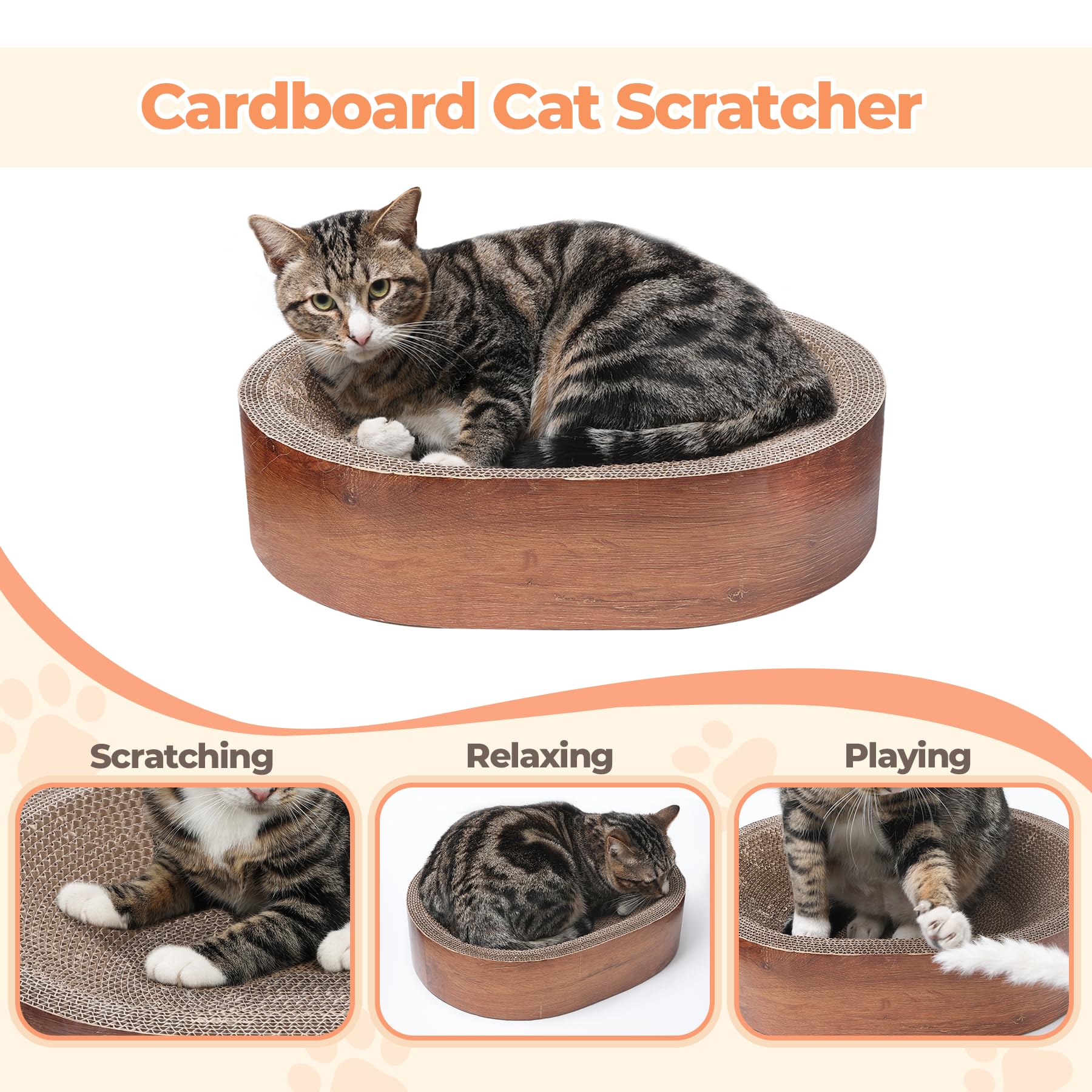 Comsaf Cat Scratcher Bed, Corrugated Cardboard Cat Scratch Bed Lounge Durable Long Lasting, Cat Scratch Pad Cat Scratching Board