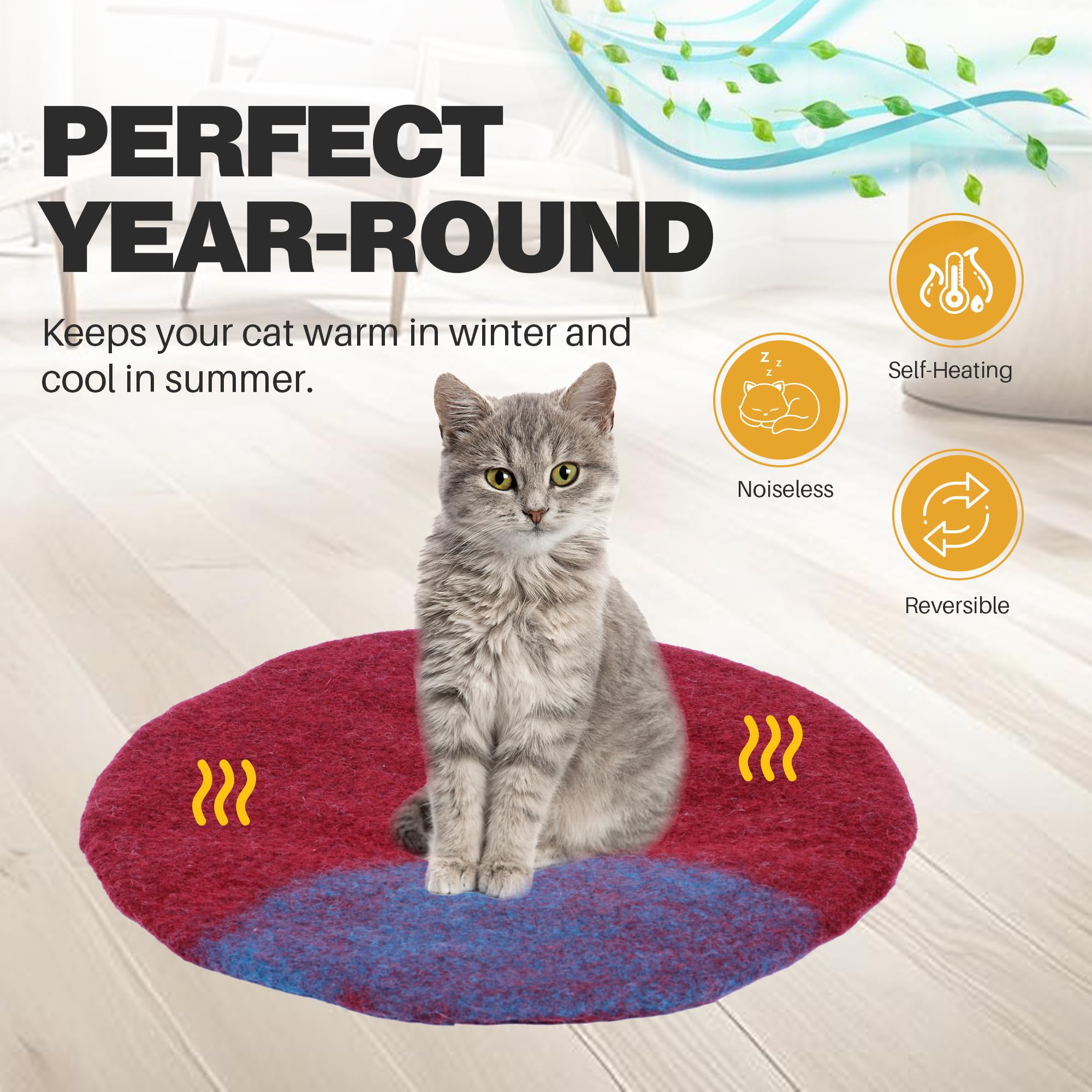 Haussimple Cat Bed Mat Natural Merino Wool Cozy Large Carpet Pad For Pet Cats Kitty Small Dog House Warm Organic Sheep Wool Scra