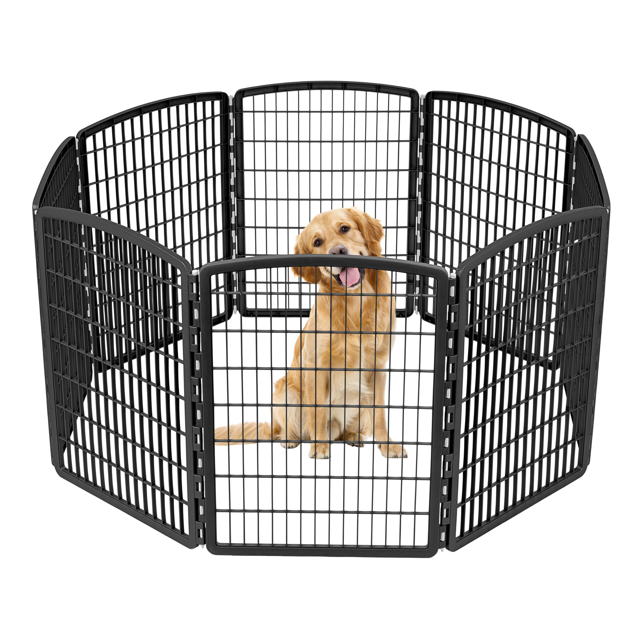 Iris Usa Dog Playpen, 8-Panel 34' Pet Playpen, Puppy Playpen, Indoor/Outdoor Dog Pen, 63 X 63 X 34, Foldable, Customizable, Bla