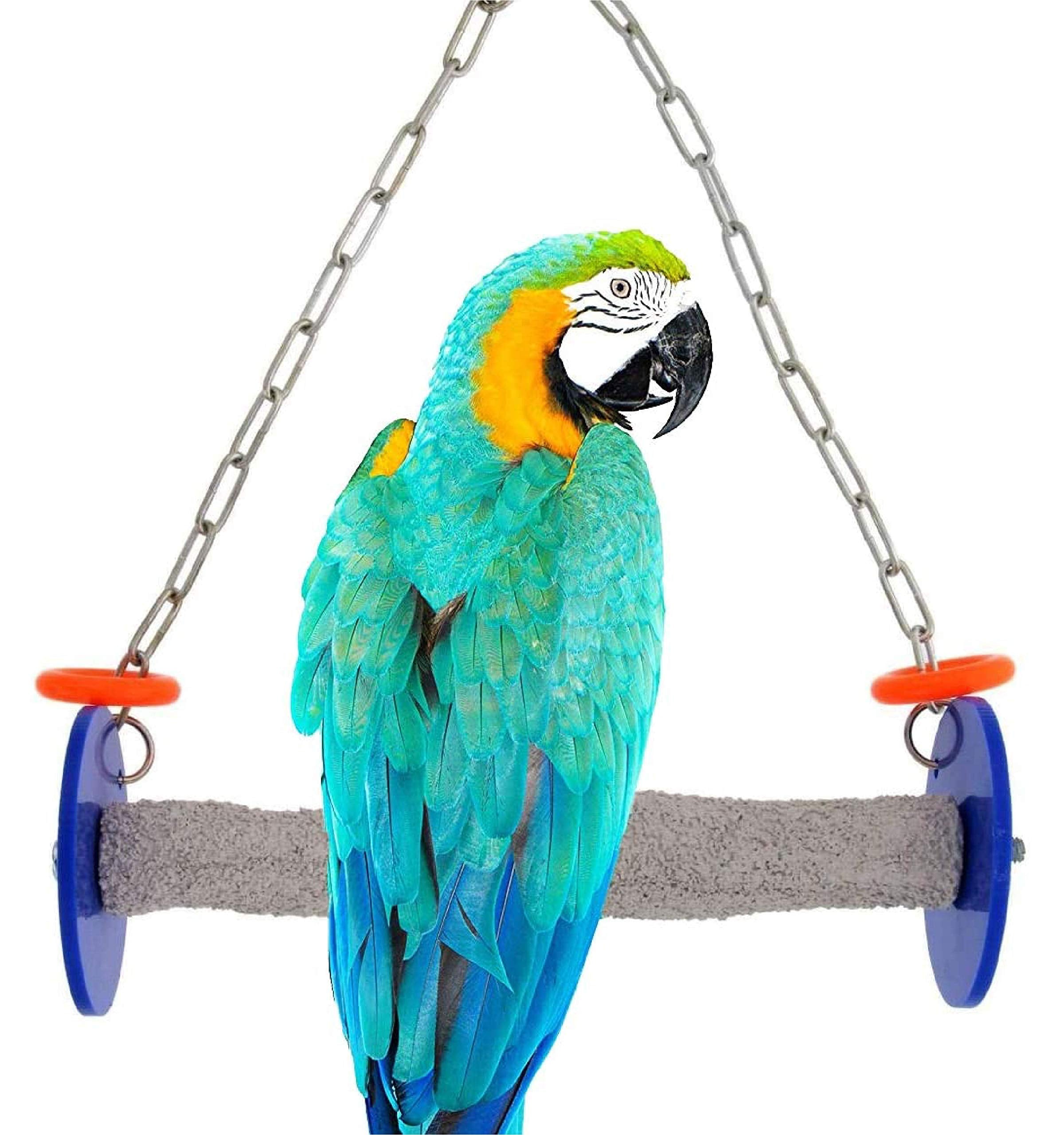 Sweet Feet And Beak Roll Bird Swing - Pumice Perch Bird Toys Trims Nails And Beaks, Safe And Non-Toxic Bird Cage Accessories For Small And Large Birds, Swinging Toys Birds Will Love, Large 10.5 Inches