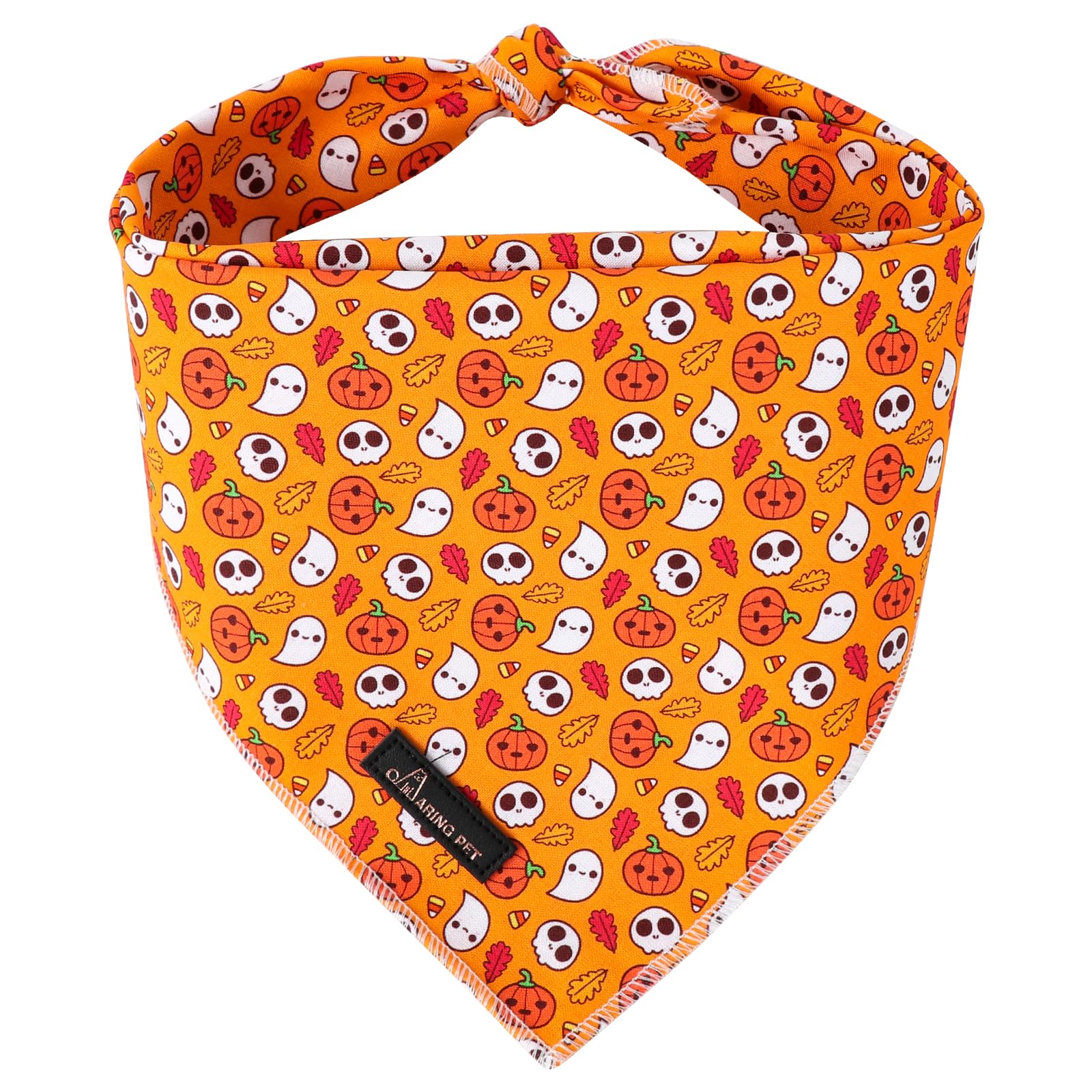 Aring Pet Halloween Bandanas - Cotton Orange Pumpkin Triangle Bibs For Boy & Girl Dogs & Cats