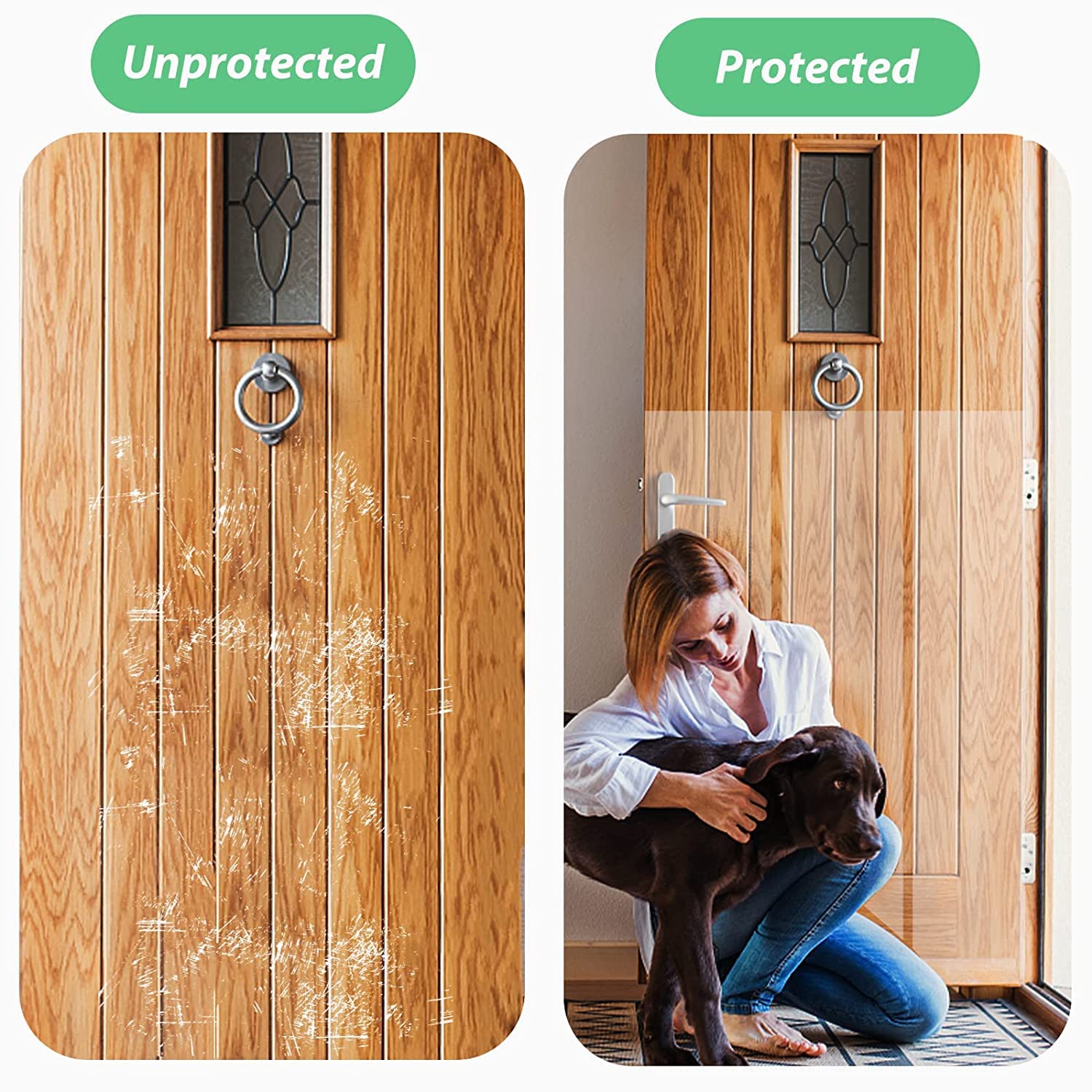 Door Protector From Dog Scratching 118' X 8.2' Cat Scratch Door Frame Single Side Adhesive Protector Anti Dog Scratch Door Guard For Dogs Clear Chuangseed