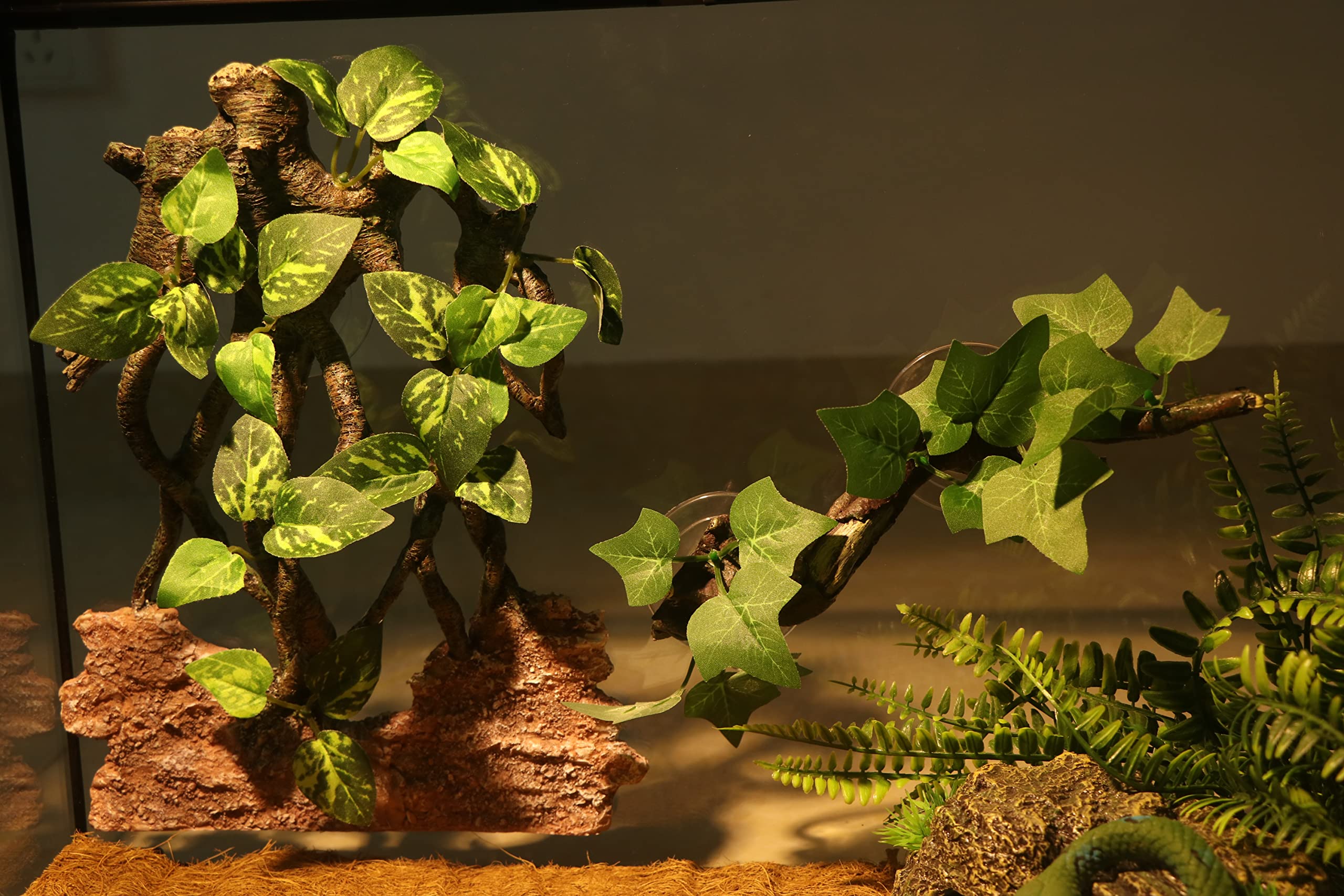 Aqua Kt Reptile Terrarium Climb Corner Tree Branch Rock Background Decoration With Suction Cup For Amphibian Lizard Snake Gecko