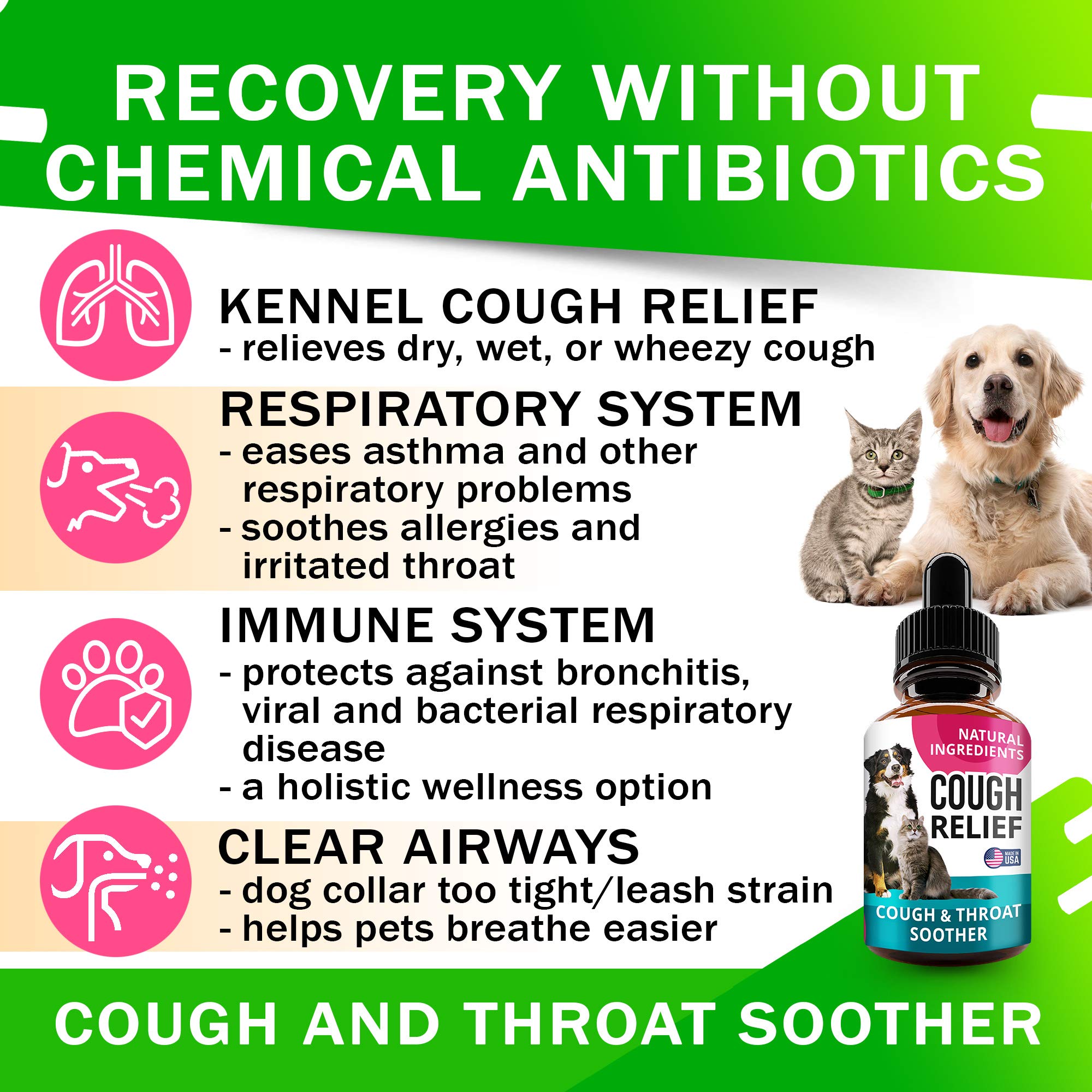 Kennel Cough Drops for Dogs and Cats - 2oz Pet Herbal Remedy - Throat Soother - Homeopathic Respiratory Support - Dry, Wet & Bar