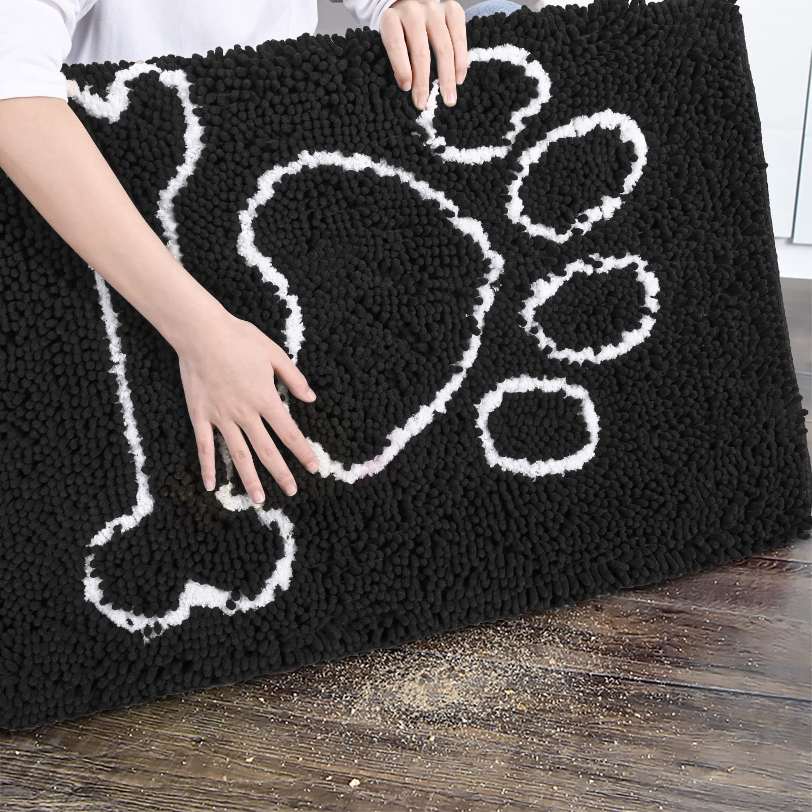 AROgAN Doormat Dog chenille Doormats Indoor Entrance Black Pet Indoor Door Mats Washable for Mud Entry Indoor Busy Area Dogs Mud