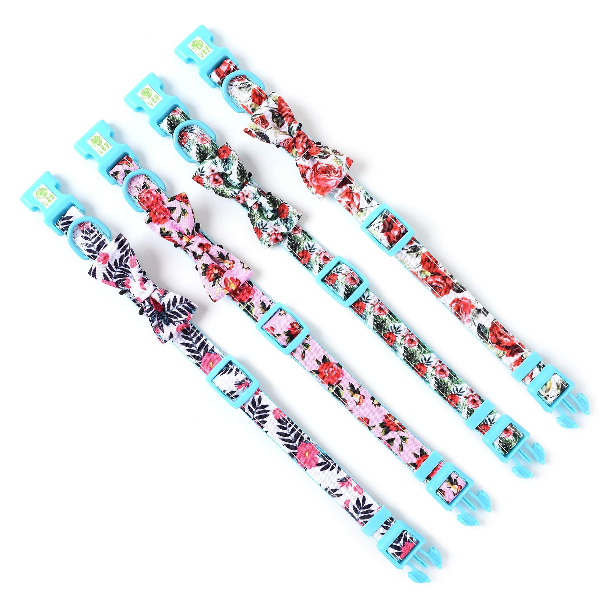 Mile High Life | Girl Dog Collars | Cute Bowtie Dog Collar | Soft Poly Cotton Fabric Collars For Small Dogs | Flower & Fruit Pat