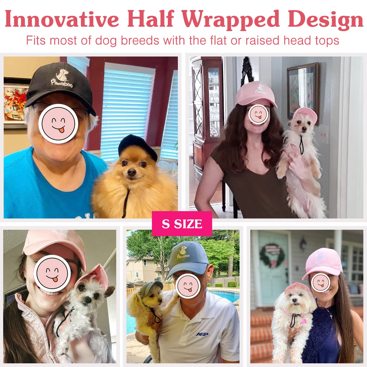 Pawaboo 2Pc Owner And Dog Hat Set, Pet'S Mom/Dad Baseball Cap Set, Dog Visor Cap Sun Protection Hats With Ear Holes And Adjustab