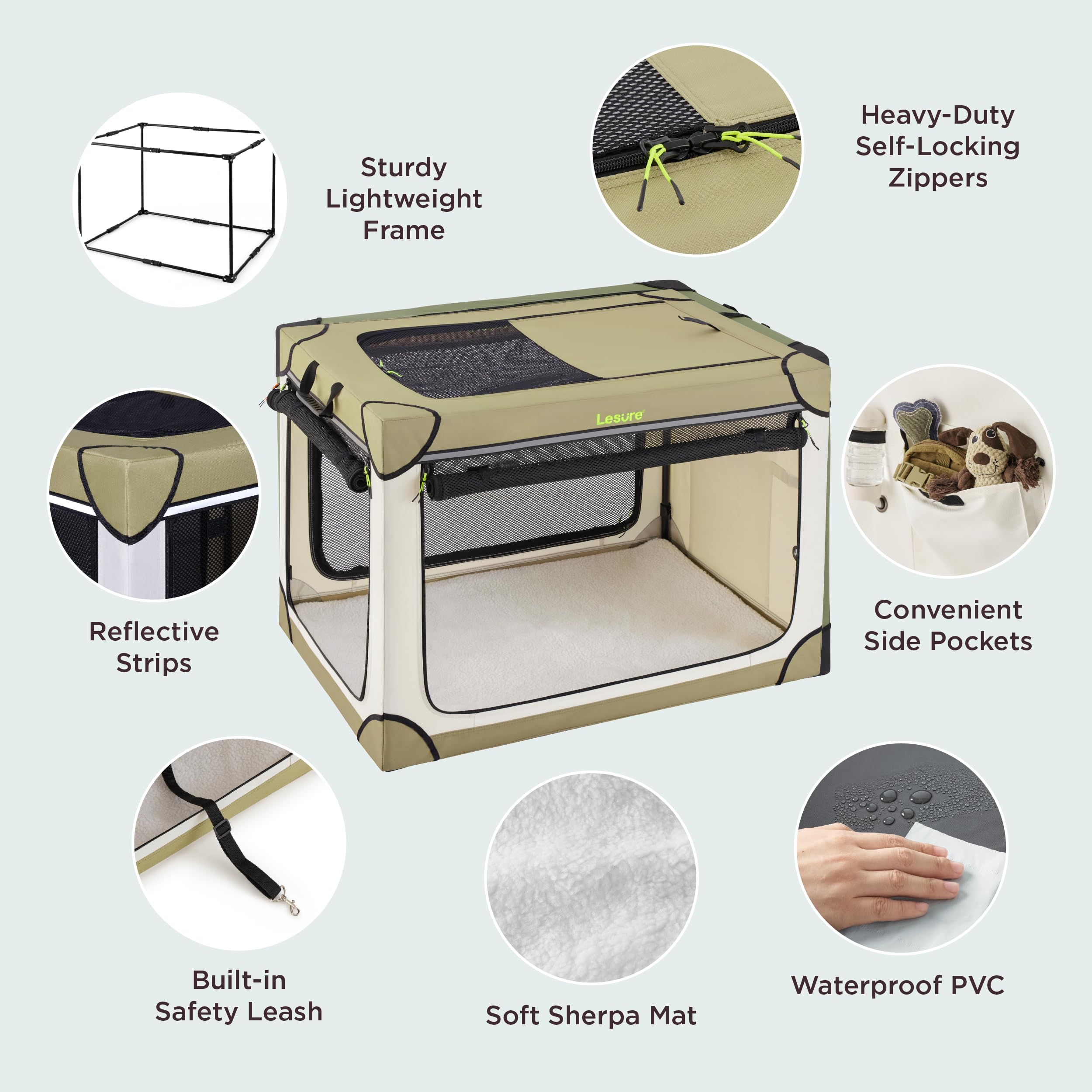 Lesure Soft Collapsible Dog Crate - 30 Inch Portable Travel Crate For Medium Dogs Indoor & Outdoor, 4-Door Foldable Pet Kennel W