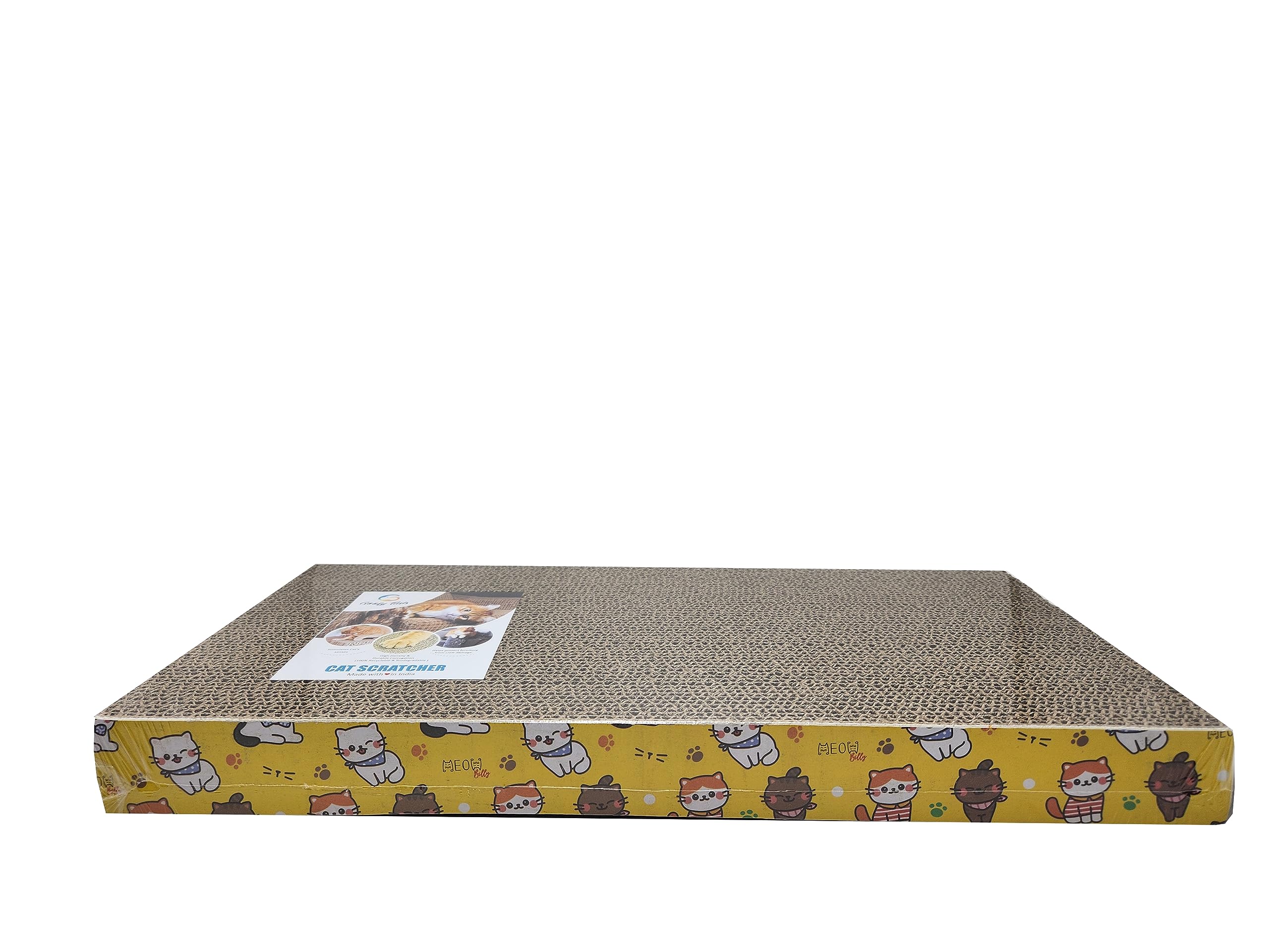 Goofy Tails Cat Scratch Pad With Catnip | Recycled Paper Corrugated Scratch Pad For Cats And Kittens| Scratcher For Cats And Kit