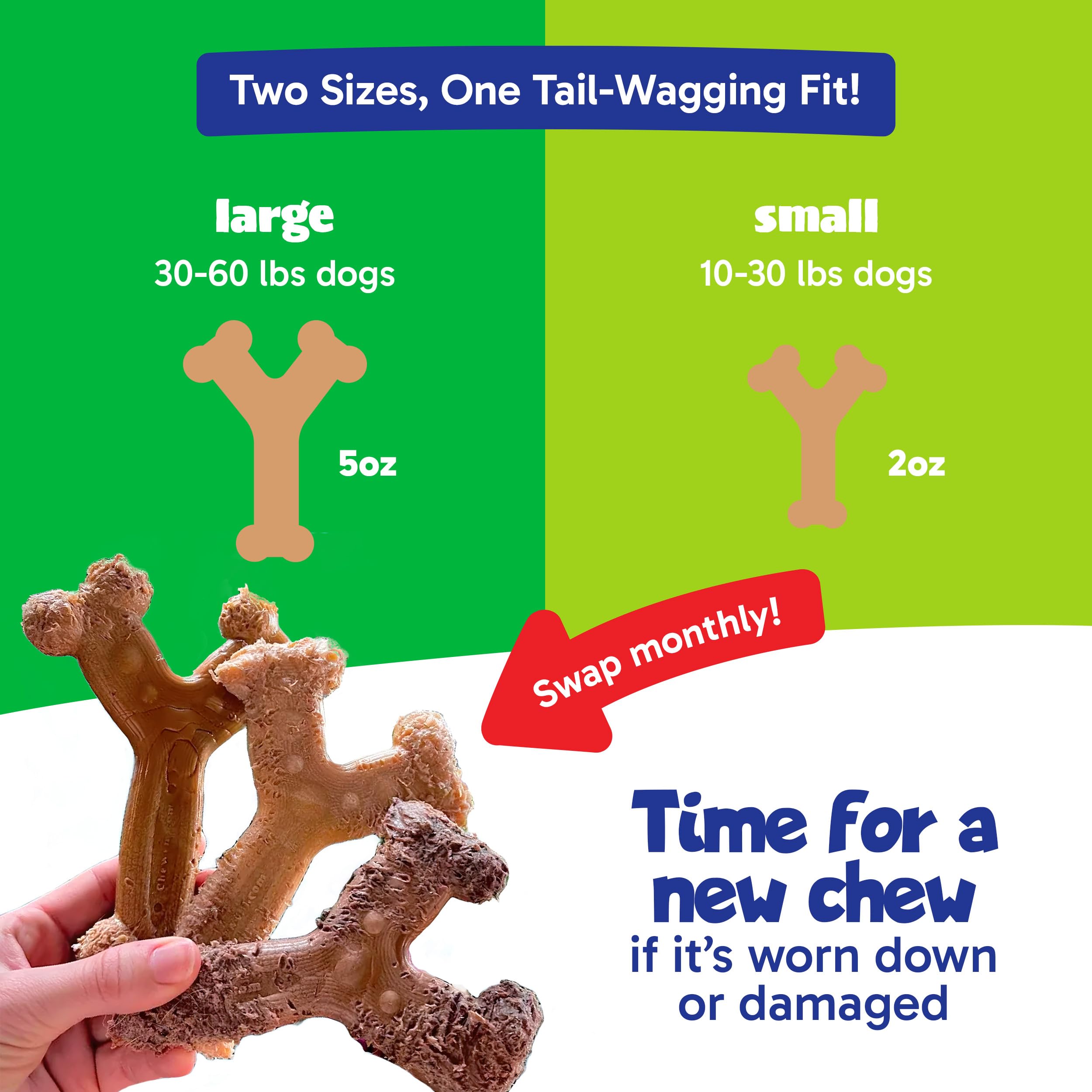 Chew'Ems Durable Chew Toys For Small Dogs | Safe, Long-Lasting & Flavorful Chew Dog Toys, Small Dog Breeds | Bacon-Flavored