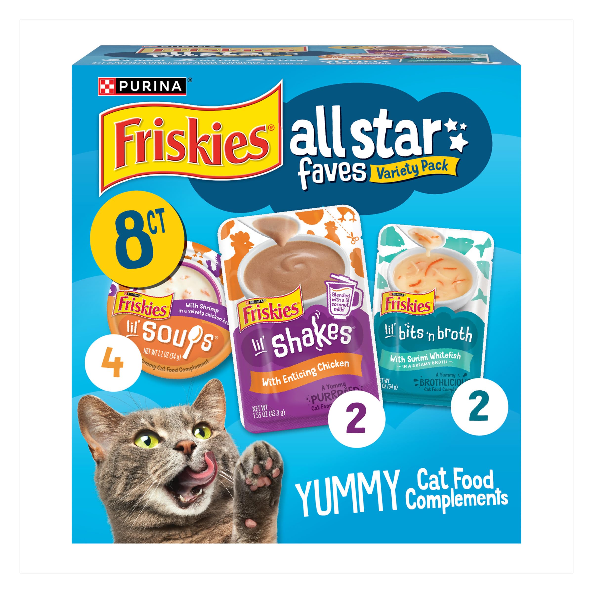Purina Friskies All-Star Faves Wet Cat Food Complements Variety Pack - 8 ct. Box