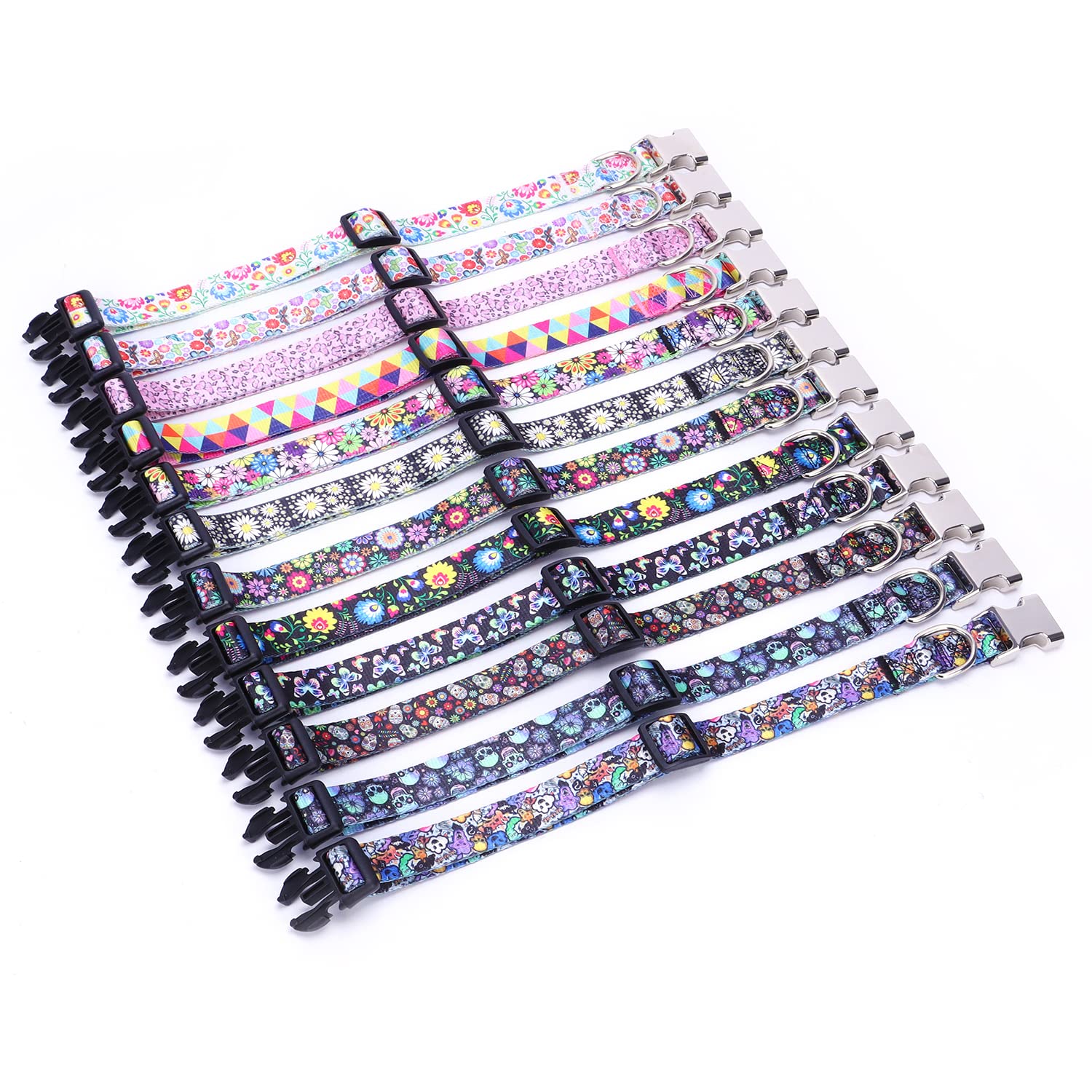 Colorful Flower Dog Collars For Medium Dogs, Pretty Pattern Print Floral Dog Collar Metal Buckle Durable Soft Female Dog Collars