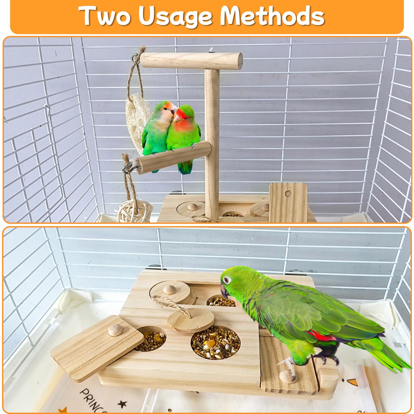 Bird Foraging Toys Parrot Enrichment Puzzle Toy Bird Playground Exploring Platform with Perch Chewing Toy for Small Birds Parake