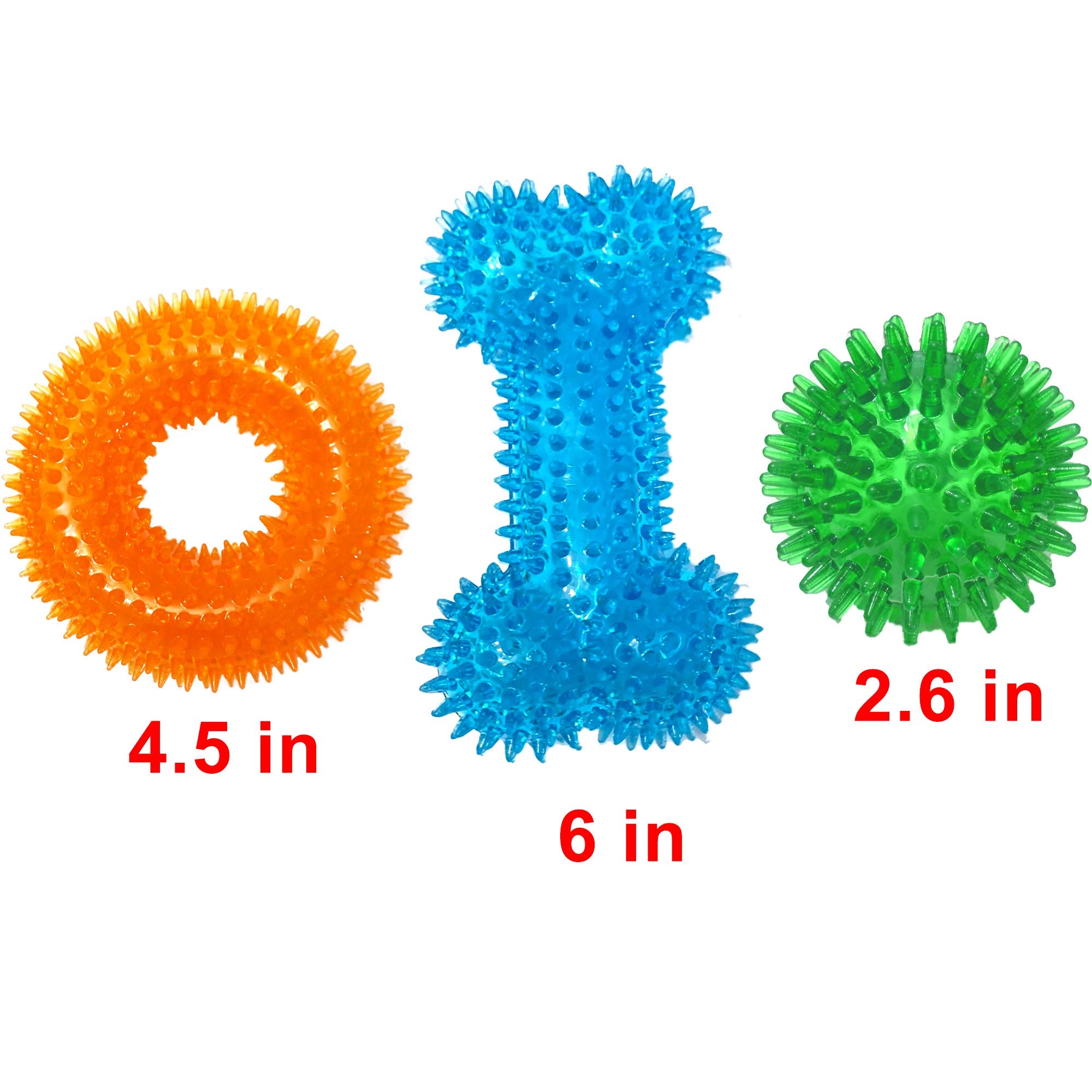 Dog Squeaky Toys Value Set Non-Toxic Dog Squeaky Balls for Dogs Toss Fetch Toys for Dogs TPR Rubber Puppy Toys Spikey Dog Chew T