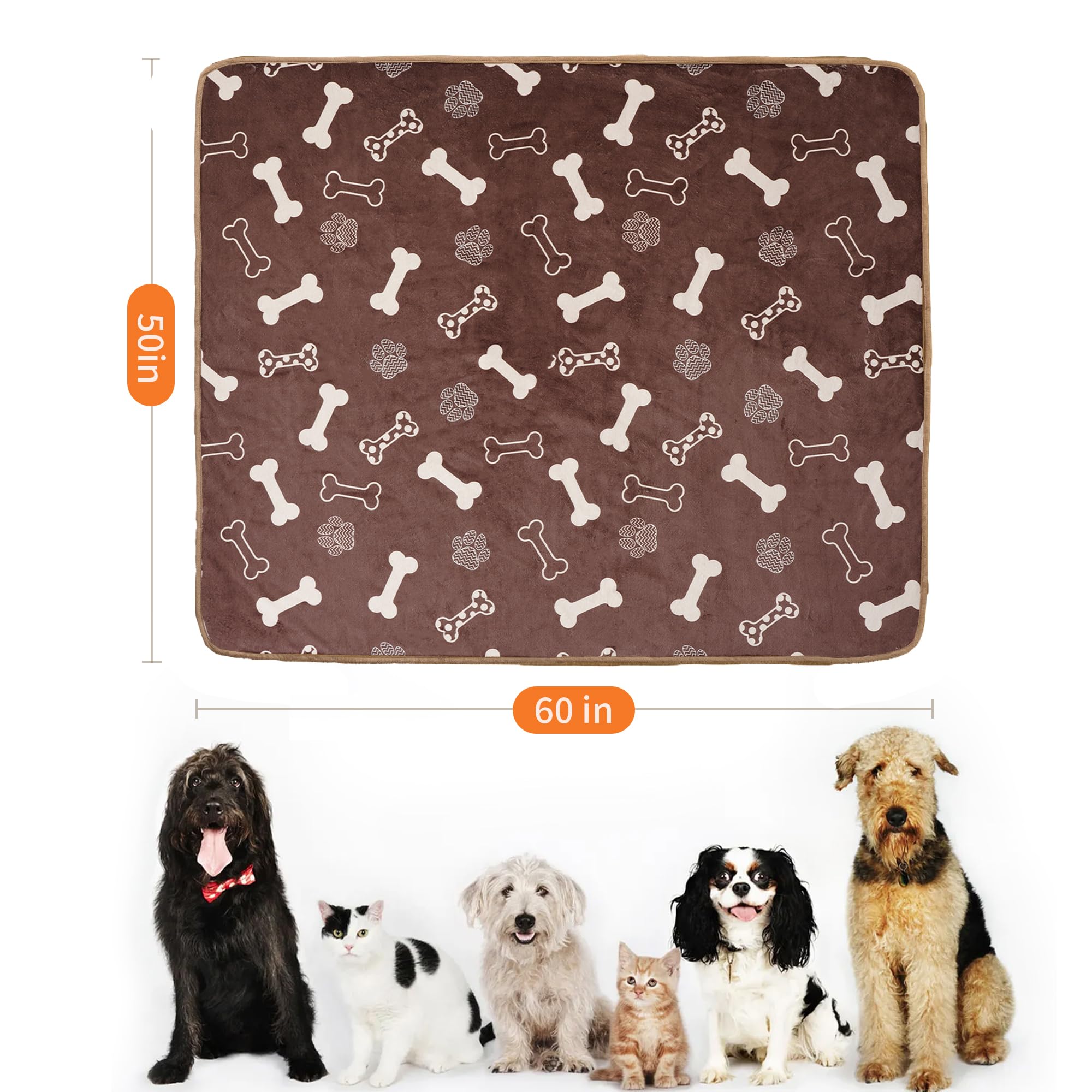 Capt.Snooze Waterproof Dog Blankets Pet Blanket 50'X60', Soft Fluffy Sofa Car Bed Protector, Reversible Sherpa Fleece Dog Blan
