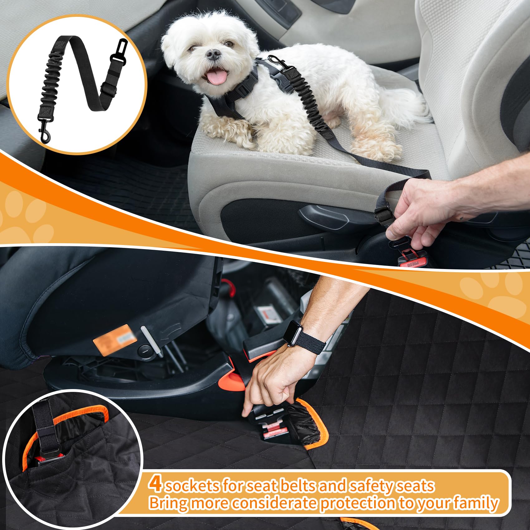 Famstar Dog Car Seat Cover - 100% Waterproof, Durable 600D 6-Layer Scratchproof Nonslip Pet Seat Cover with Mesh Window for Car,