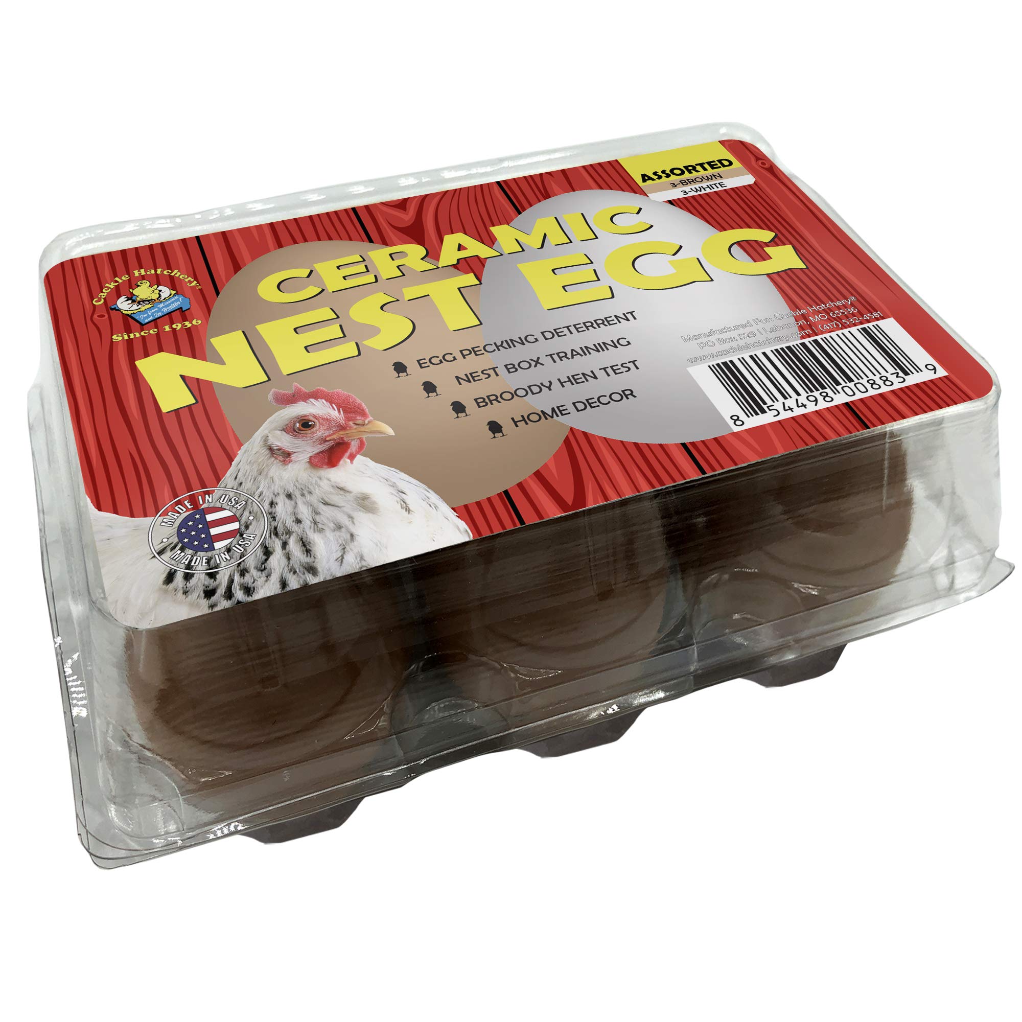 Cackle Hatchery Ceramic Nest Eggs (6Ct) (Assorted - Brown & White)