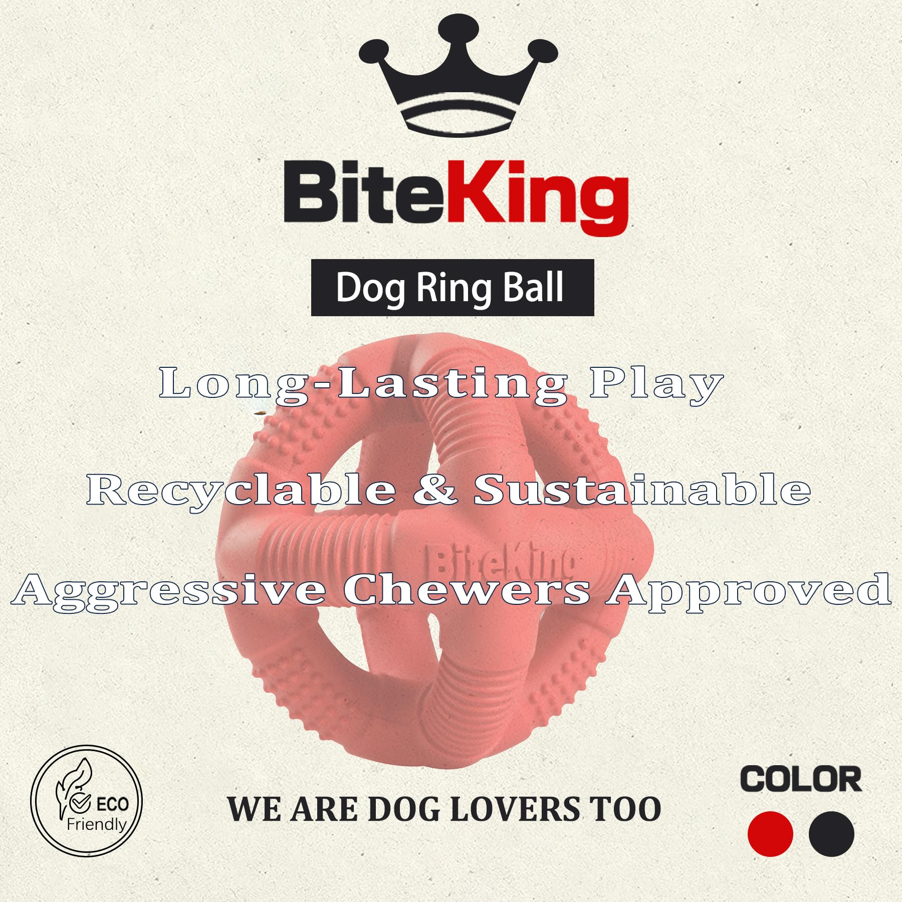 BiteKing Natural Rubber Dog Balls for Large Aggressive Chewers - Lifetime Replacement - Indestructible and Durable Dog Toys for
