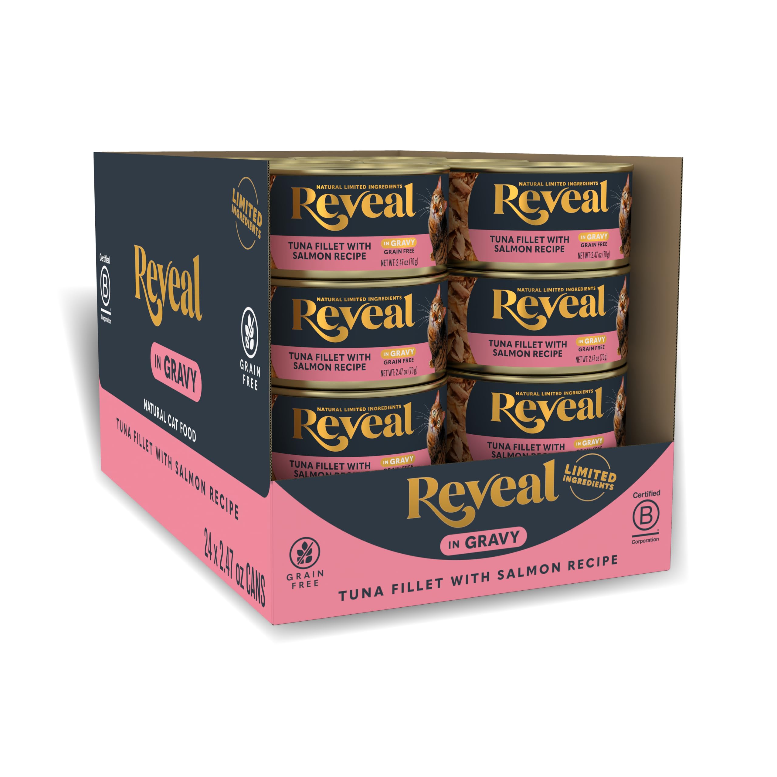 Reveal - Grain Free | Wet Canned Cat Food | 2.47oz - 24 Pack - Premium Nutrition, 100% Natural, No Additives, and Limited Ingred