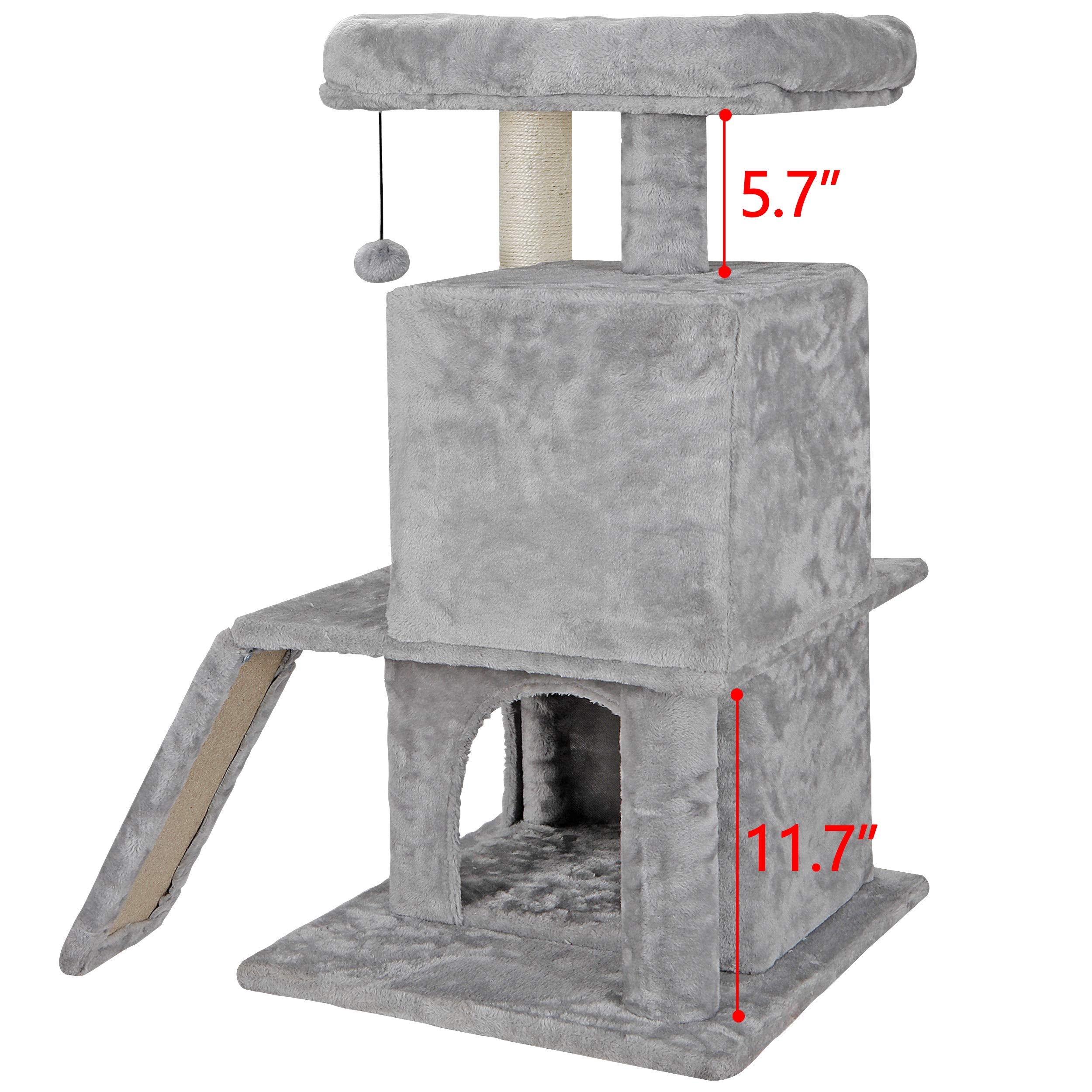 Zeny 33.5 Inches Cat Tree Tower With Scratching Posts - Kittens House Furniture Trees