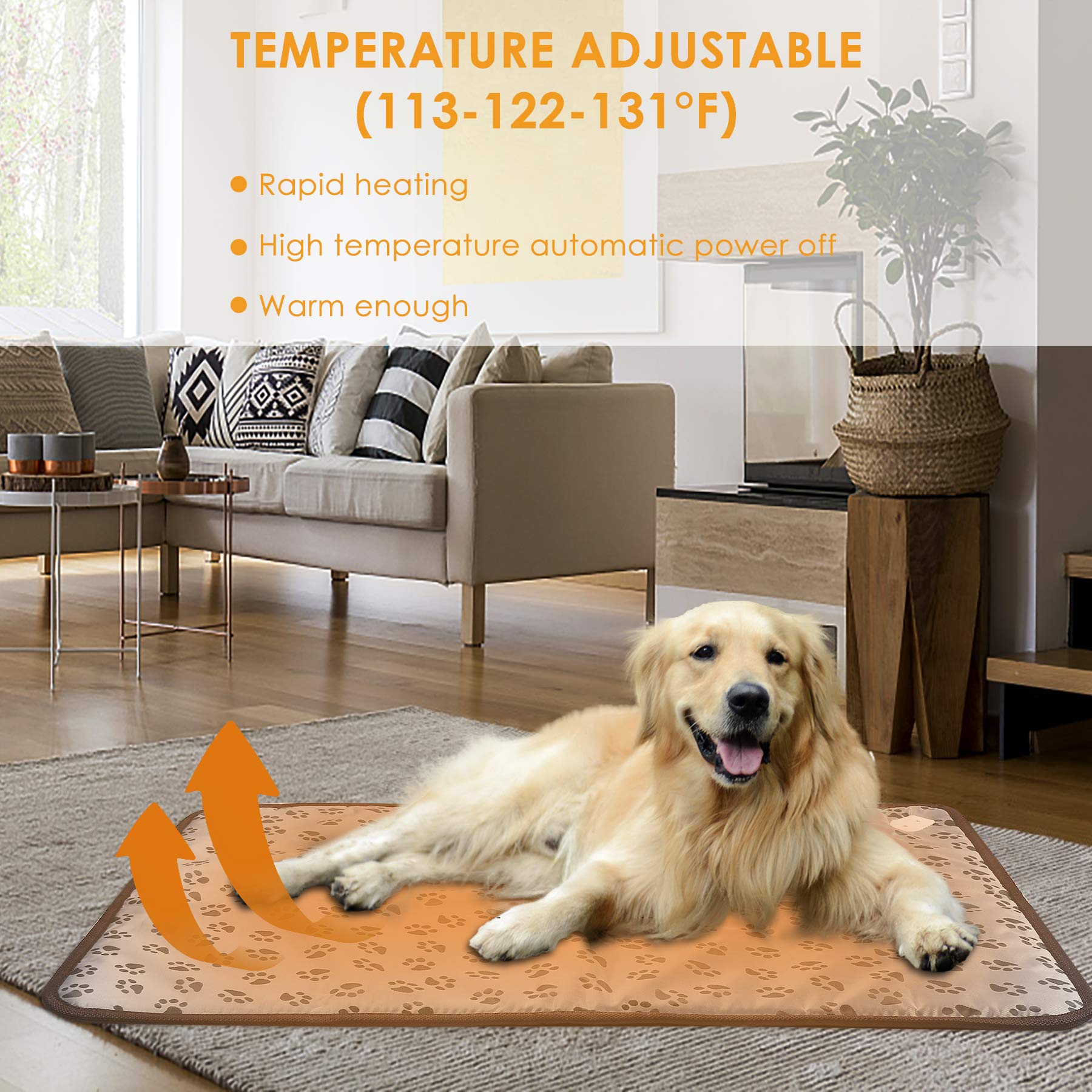 Heated Dog Bed Electric Pet Heating Pad For Small Medium Animal New Born Puppy Puppies Whelping,Ipx2 Waterproof Large Indoor Doghouse (Large, Animal Print)