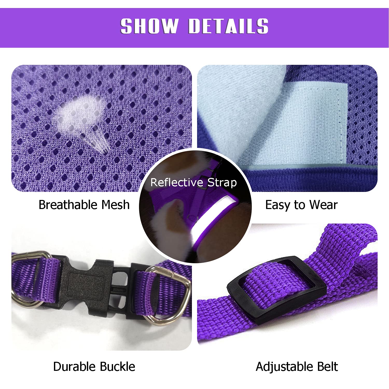Feimax No Pull Small Cat Harness And Leash Set, Soft Mesh Puppy Reflective Adjustable Harnesses For Walking Escape Proof Cat Kit