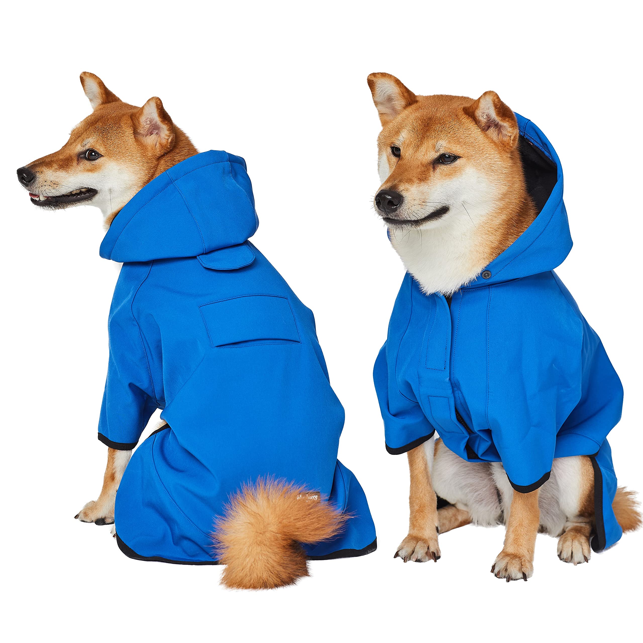 Blueberry Pet 12' Waterproof Dog Softshell Jacket, Hooded Raincoat And Windbreaker With Leash & Harness Hole, Dazzling Blue, Outdoor Rain Gear For Dogs