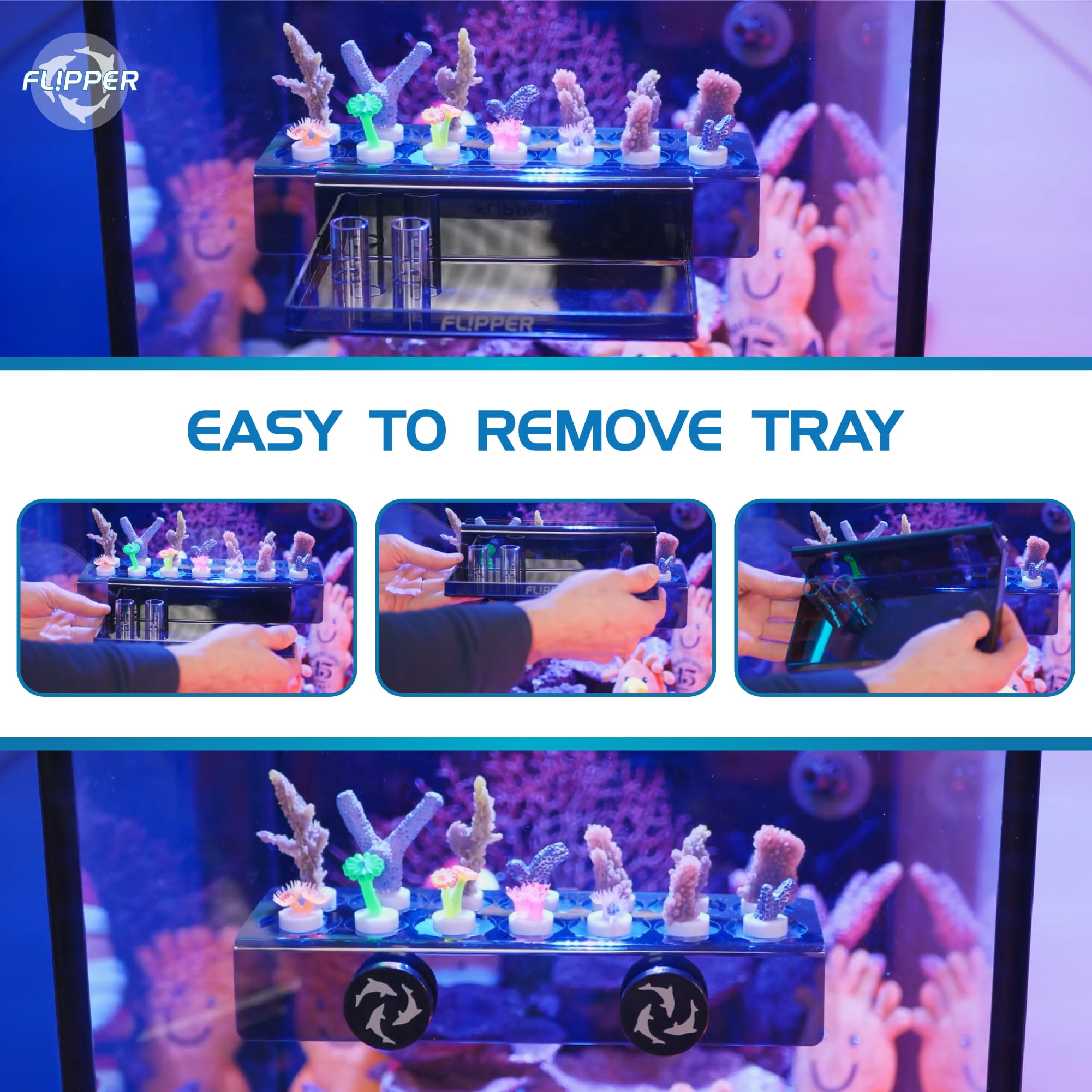 Fl!Pper Flipper Magnetic Frag Station Aquarium Rack With Removeable Shelf For Aquatic Coral Reefs - Holds 14 Frags - Black