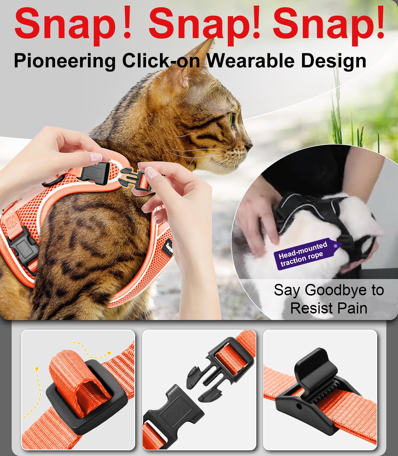 Cat Harness And Leash For Walking Escape Proof Soft Adjustable Cat Leash Breathable Comfortable Vest Easy To Wear Kitten Harness