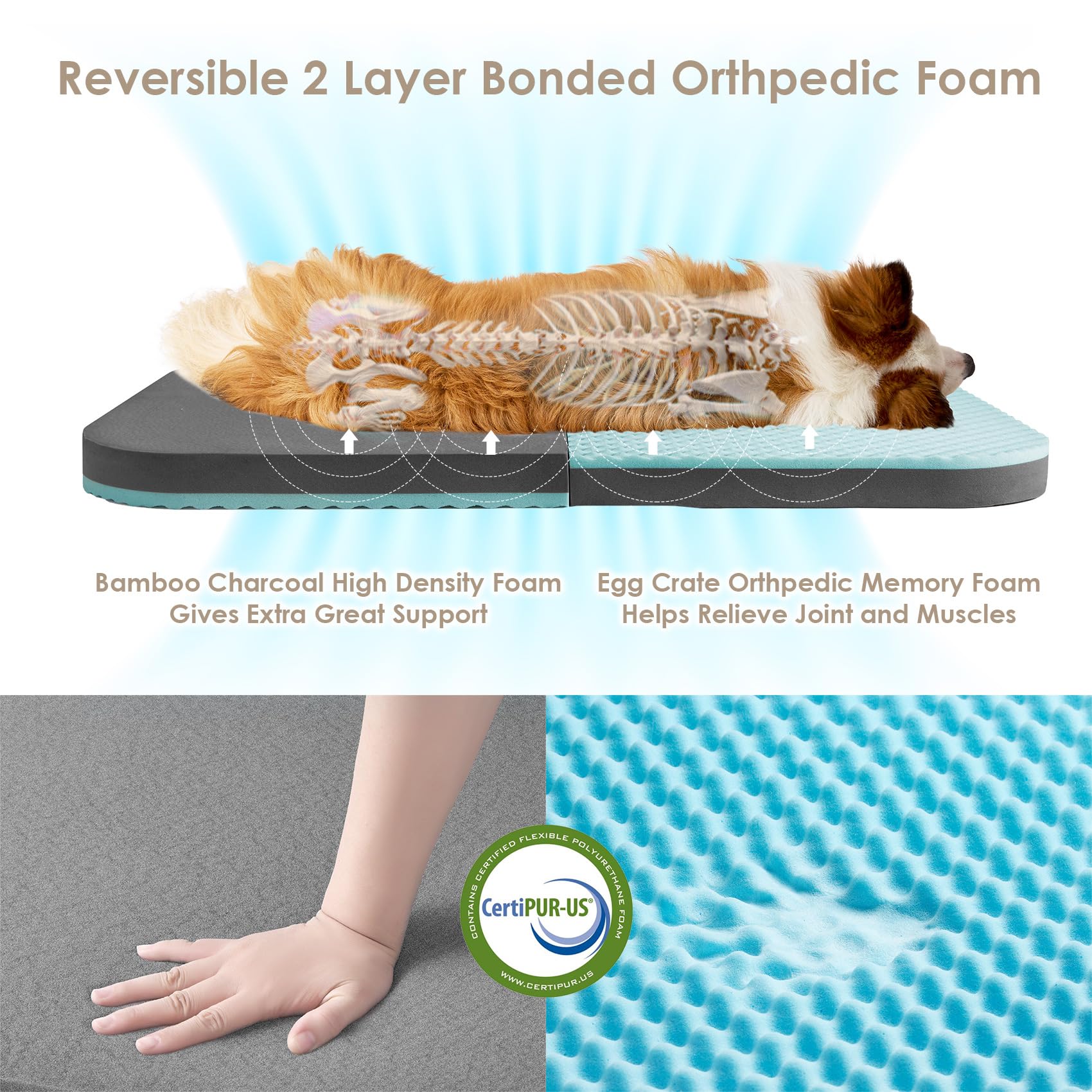 Eheyciga Foldable L Dog Bed, Faux Fur Fluffy Dog Couch Bed, Orthopedic Calming Memory Foam L Pet Bed For Large Dogs, Washable So