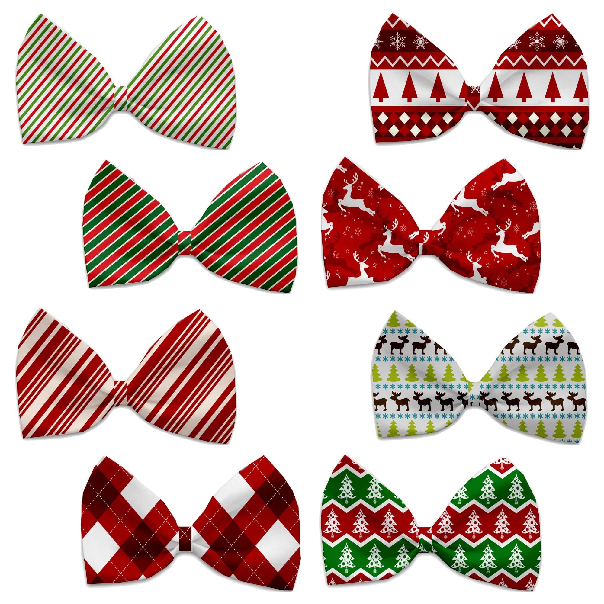 Christmas Pet, Dog & Cat Bow Ties, "Candy Cane Lane Group" *Available in 8 different print options!* Collar Strap ChevronChristmasTree