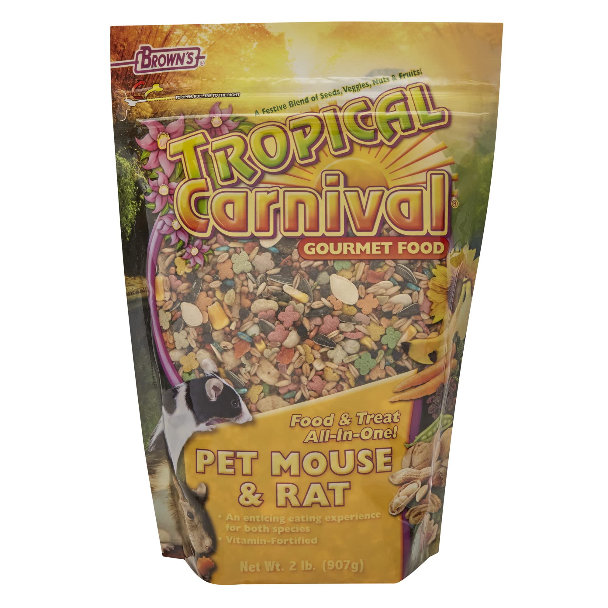 F.M. Browns Tropical Carnival, Natural Pet Mouse and Rat Food, Vitamin-Nutrient Fortified Daily Diet, Soy-Free High Protein Ble