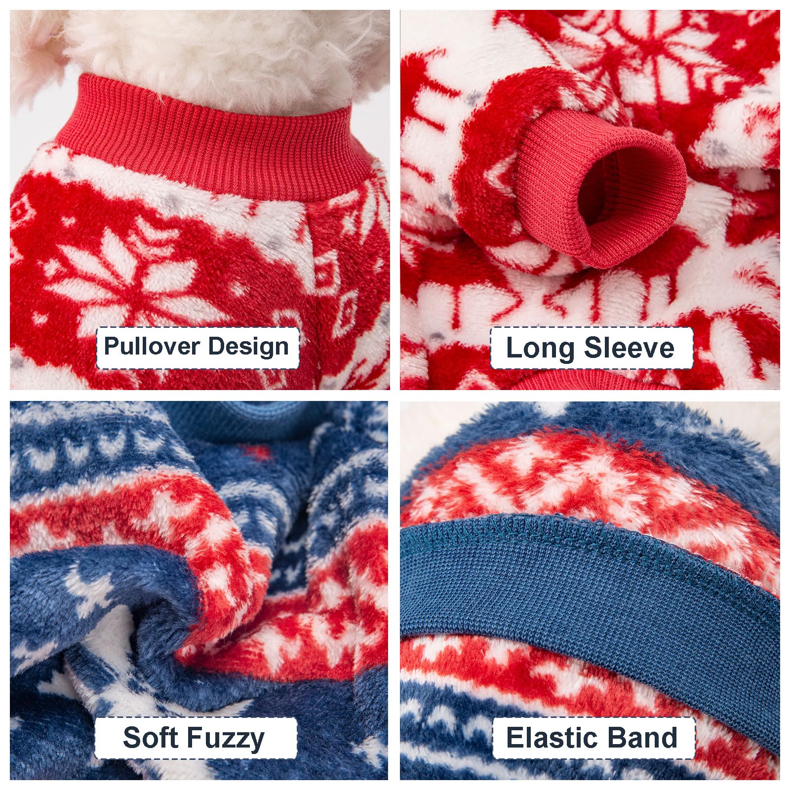 Kyaringtso Dog Sweater, 2 Pack Dog Sweaters For Small Dogs, Dog Clothes For Small Dogs Girl Boy, Ultra Soft And Warm Puppy Sweater Dog Coat For Winter Christmas (Xmas Red+Xmas Blue, Xx-Large)