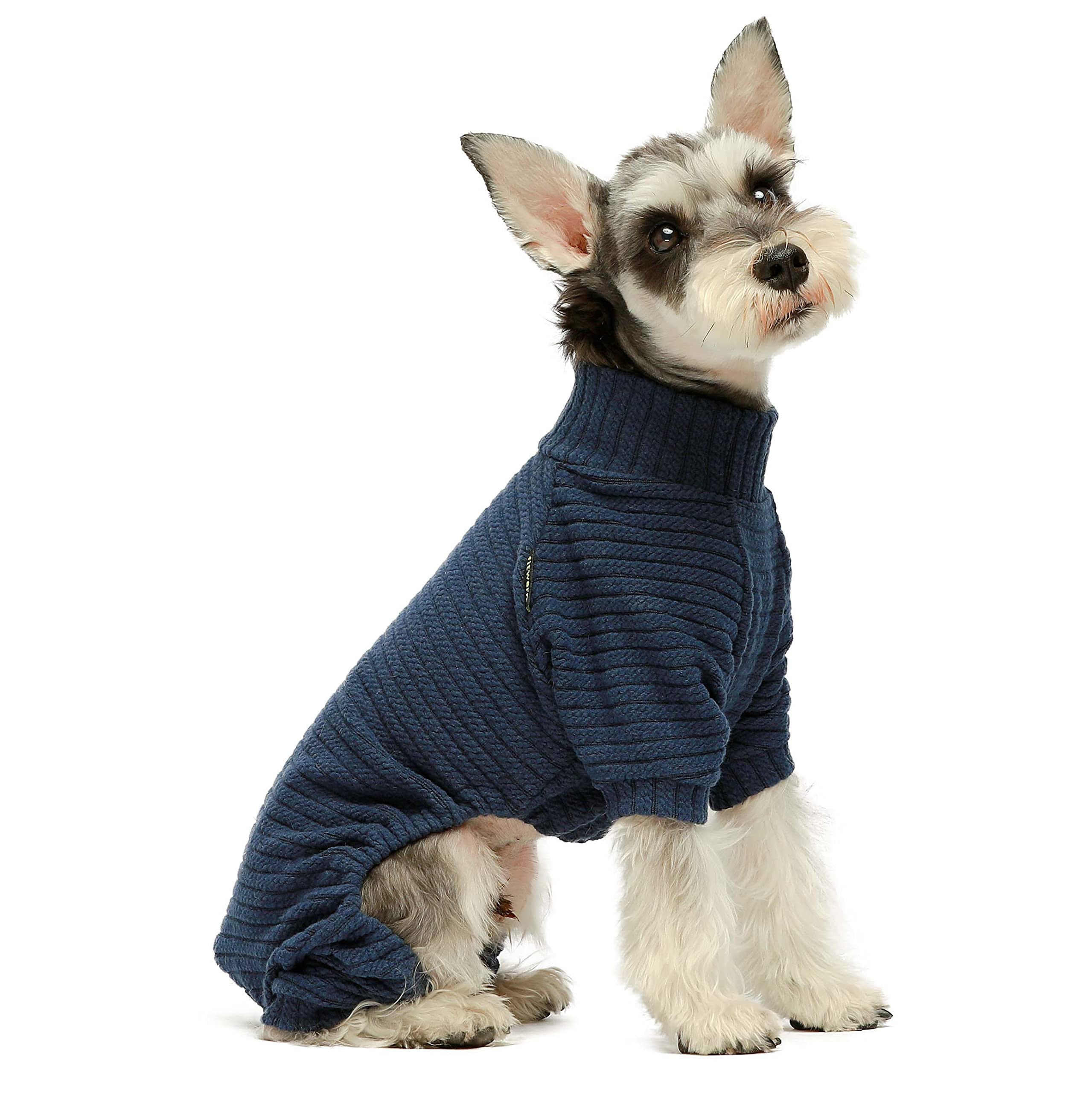 Fitwarm Turtleneck Knitted Dog Sweater Puppy Pajamas Thermal Doggie Winter Clothes Knitwear Pet Coats Cat Apparel Blue X-Large