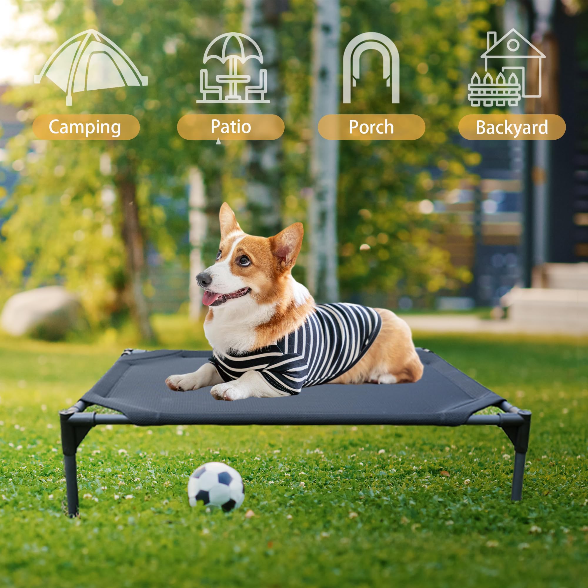Vomiliku Cooling Elevated Dog Beds For Large Dogs, Portable Raised Large Dog Bed For Indoor & Outdoor Use, No-Slip Feet Pet Cots