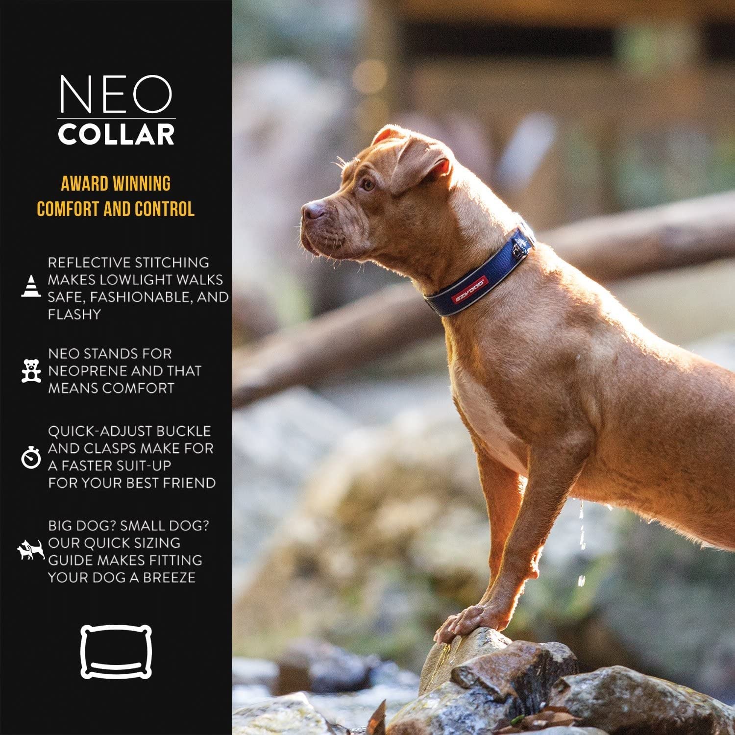 Ezydog Neo Waterproof Dog Collar - Reflective Trim For Nighttime Safety - Adjustable Neoprene Collar With Padding For Superior Comfort - Quick Release Buckle And Built-In Id Clip (Large, Bubblegum)