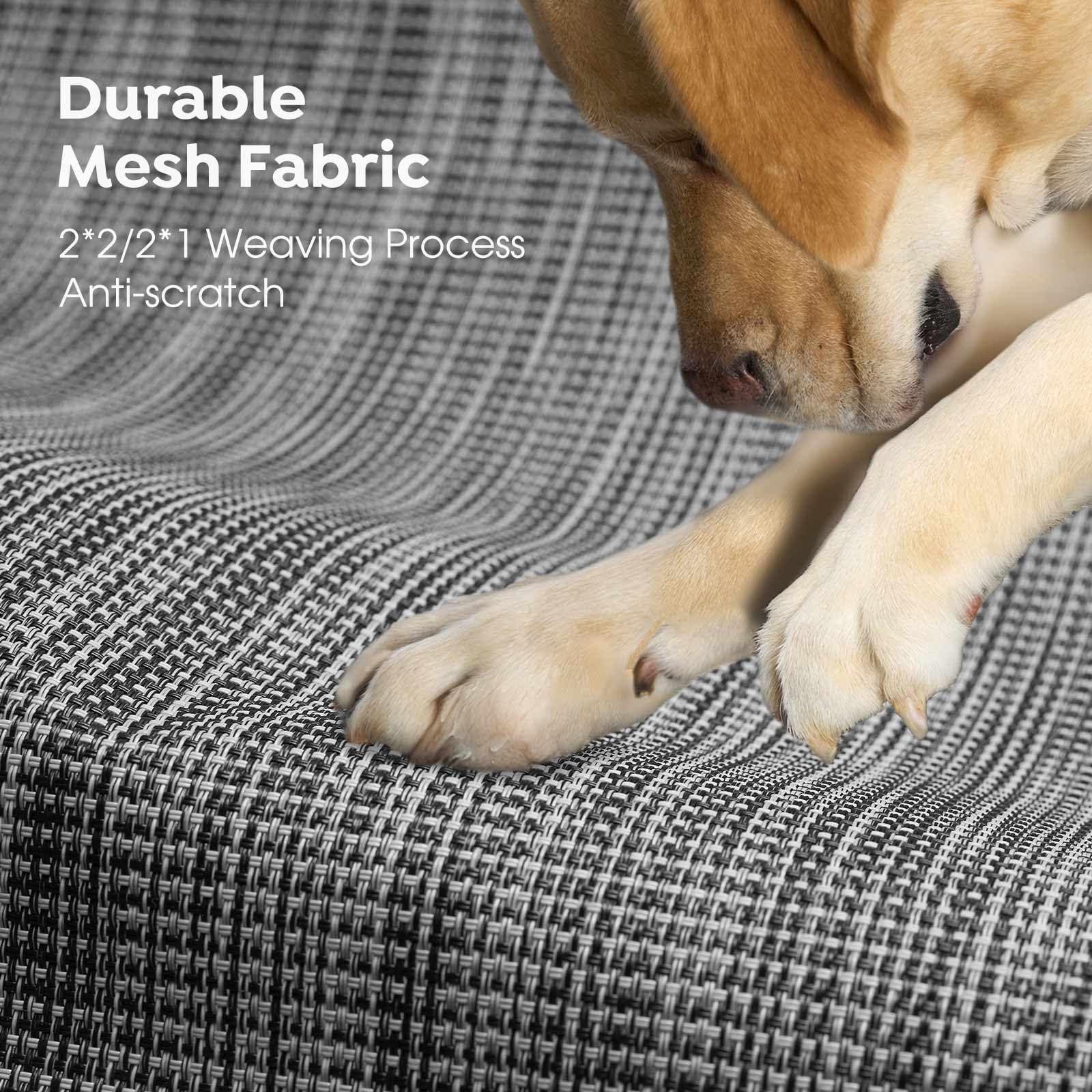 Veehoo Elevated Dog Bed, Outdoor Raised Dog Cots Bed For Large Dogs, Cooling Camping Elevated Pet Bed With Slope Headrest For Indoor And Outdoor, Washable Breathable, Large, Black Silver, Cwc2204