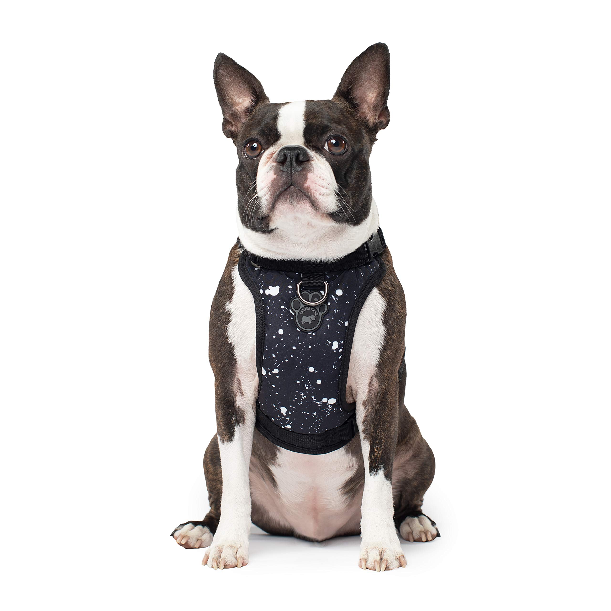 Canada Pooch No Pull Dog Harness Adjustable Dog Harness For Walking Dogs Seat Belt Harness, Front & Back D-Rings For Comfort & Control - Splatter/L