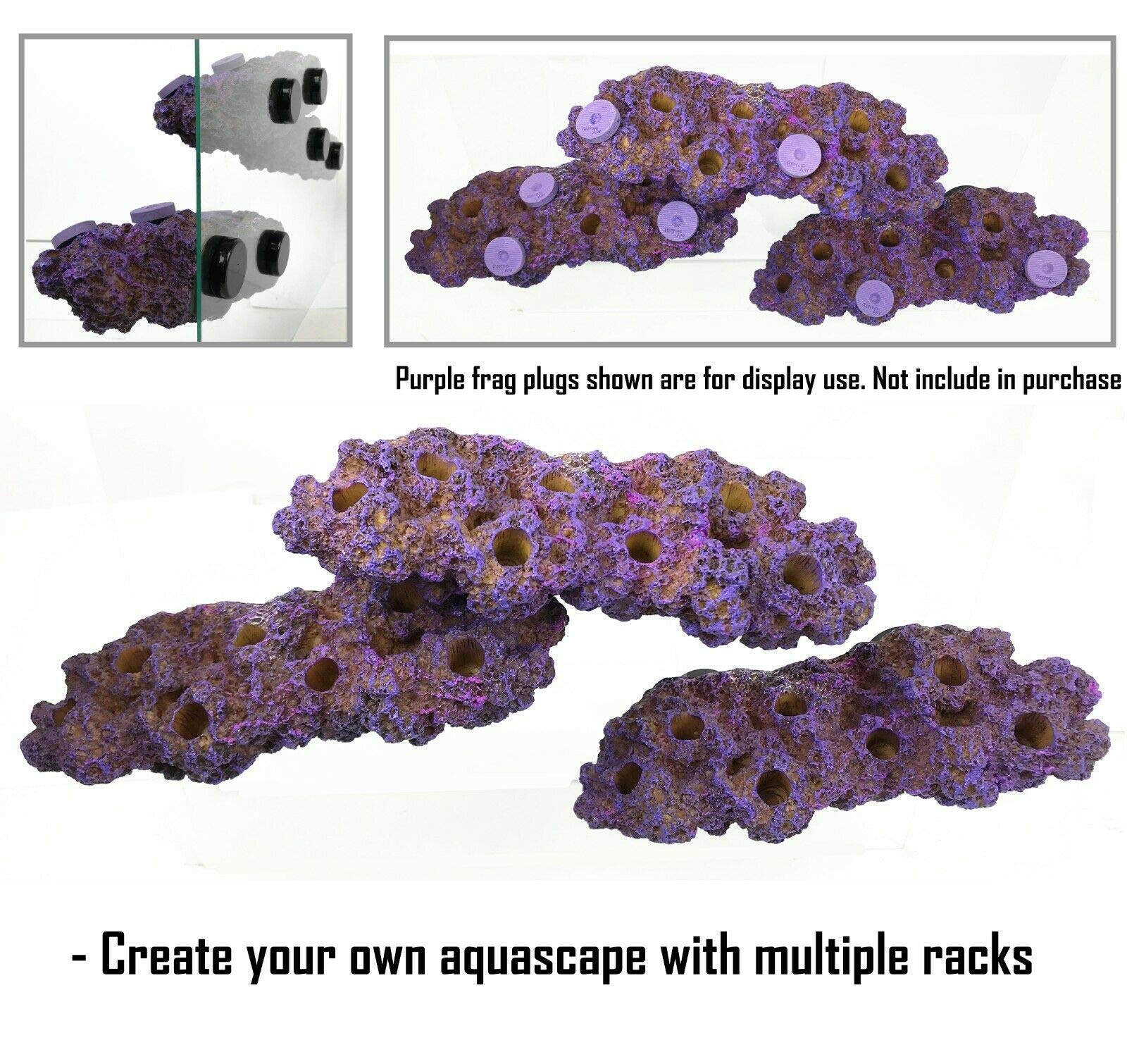 Magnetic Reef Coral Frag Rack Floating Rock Strong Magnets Strong N52 Magnets For 1/2'' Glass (Coralline Purple)