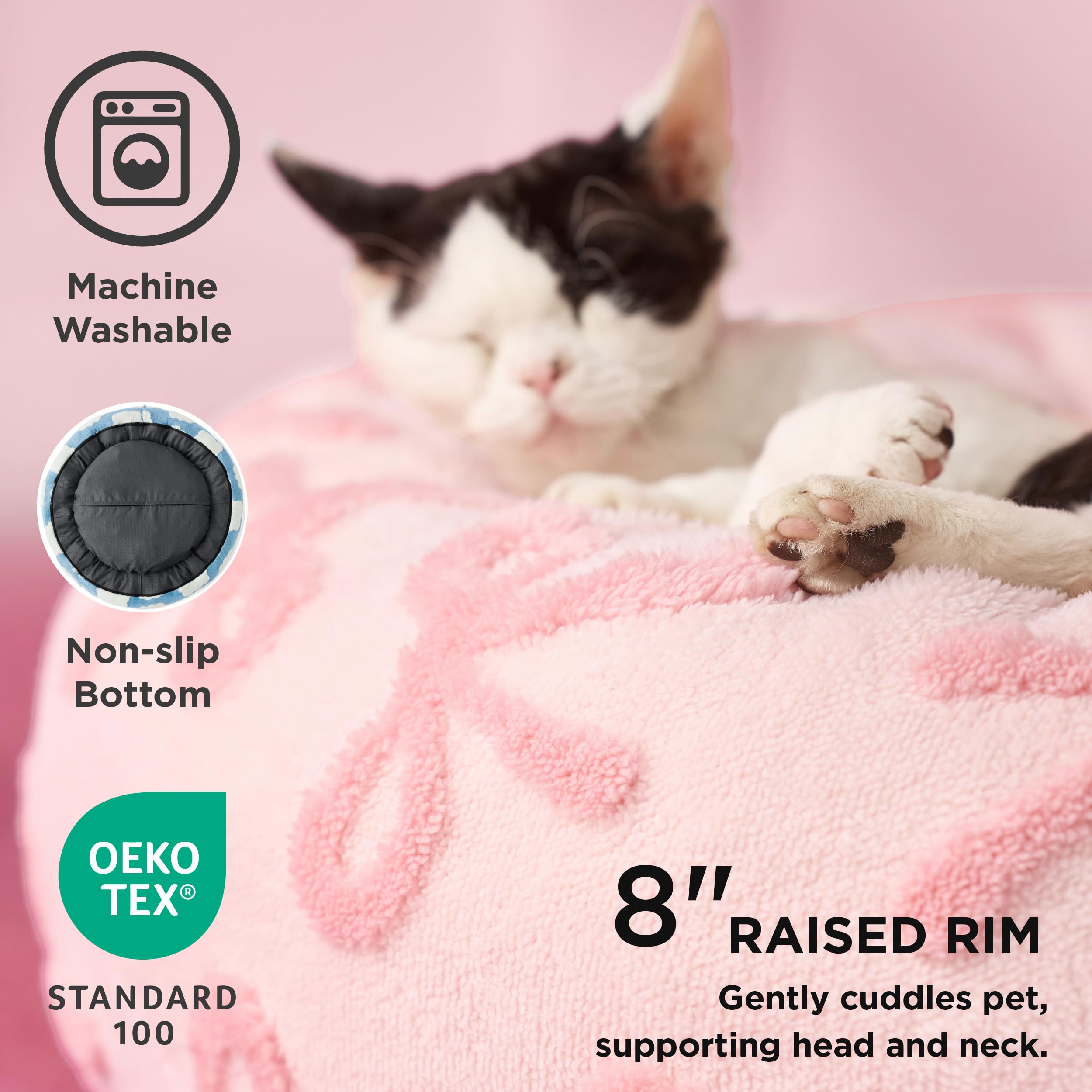 Lesure Donut Cat Beds For Indoor Cats - Round Small Dog Bed Calming Pet Beds, Cute Modern Beds With Jacquard Shaggy Plush & Anti