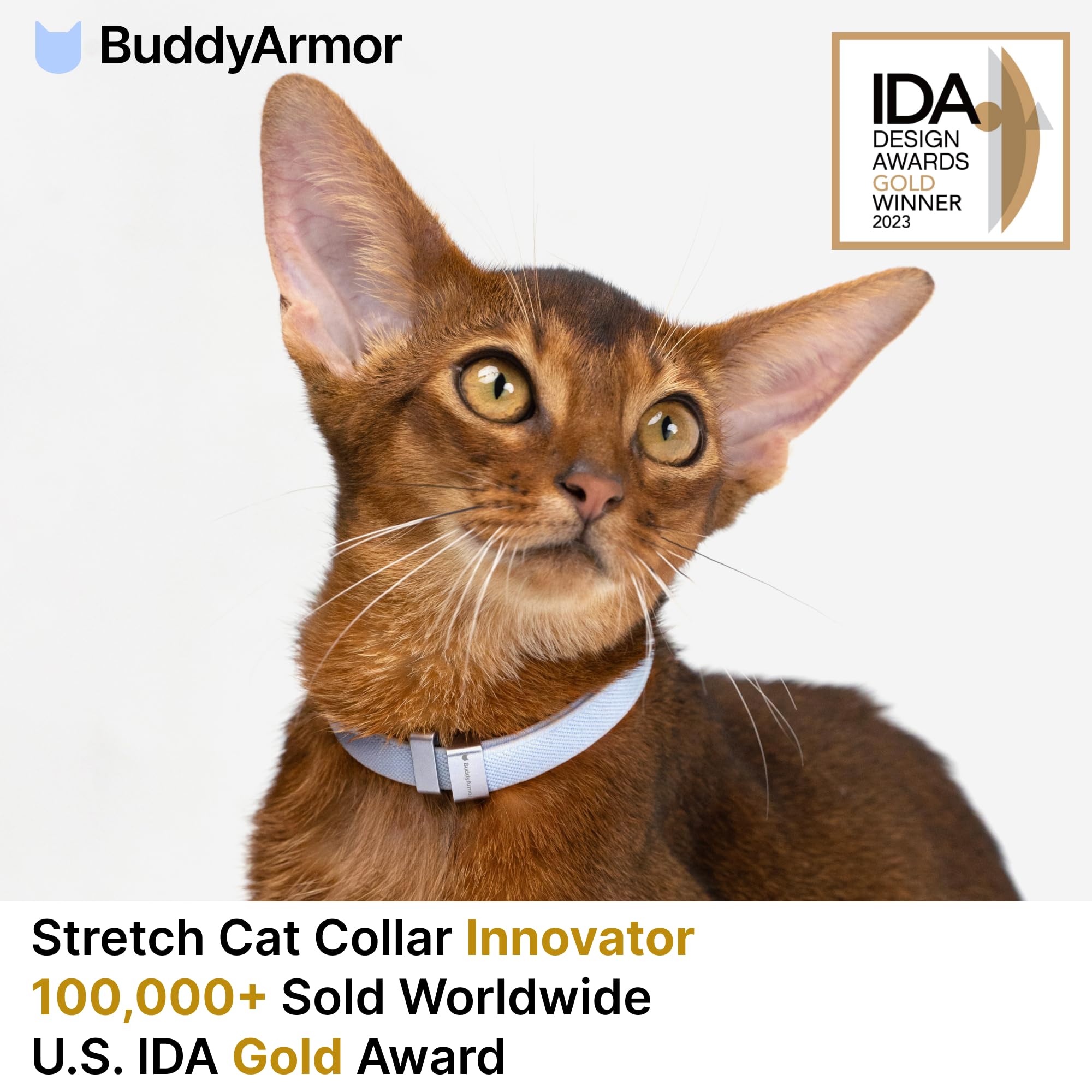 Safety Cat Collar Pro - U.S. Ida Gold Awarding Design, Elastic Quick Release Cat Collar With Buckle Non Breakaway - Lightweight