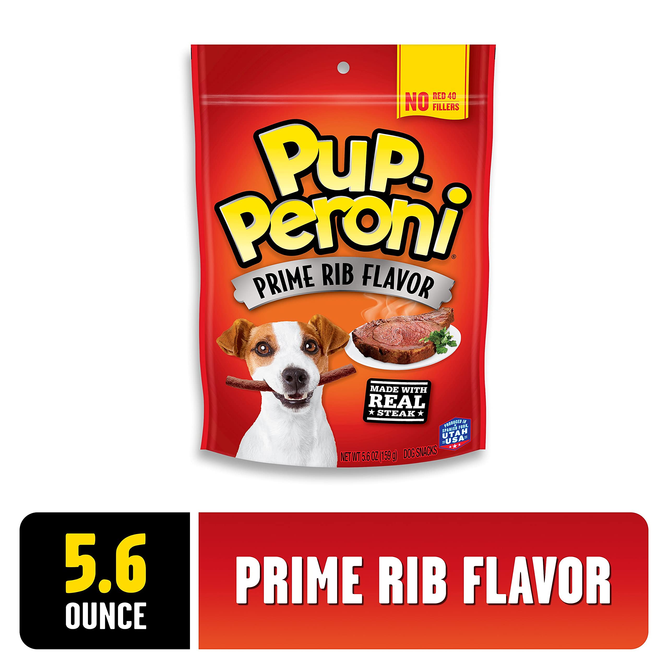 Pup-Peroni Dog Treats, Prime Rib Flavor, 5.6 Ounce (Pack of 8), Made with Real Steak
