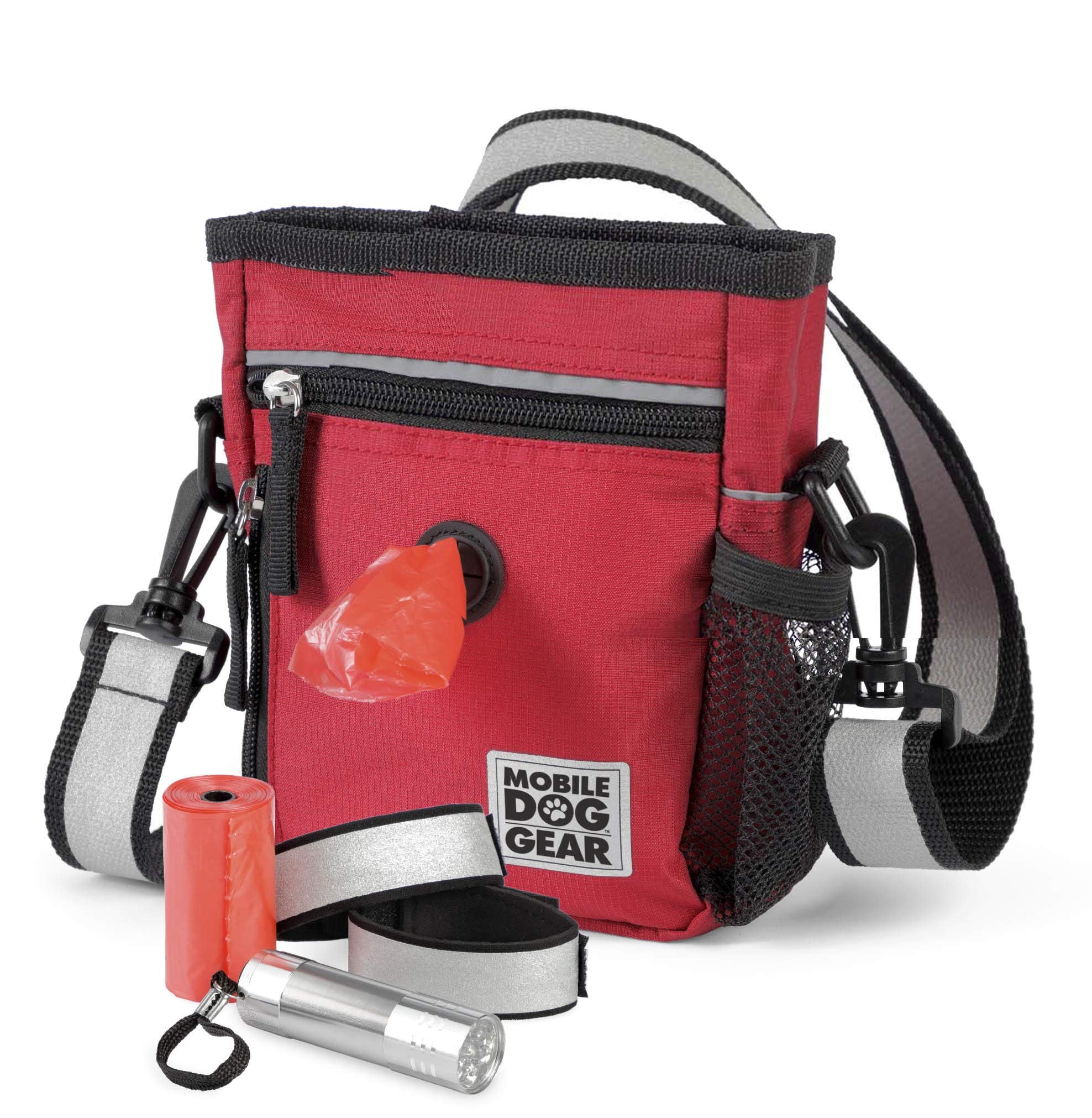 Mobile Dog Gear, Small Dog Walking Bag, Day or Night Reflective, 6 x 7 Inches