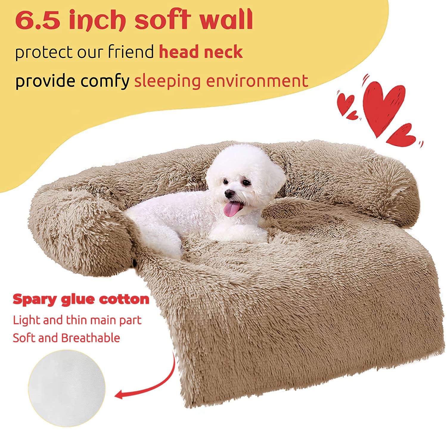 HACHIKITTY Calming Pet Sofa Bed Mat, Washable Plush Couch Cover, Furniture Protector for Dogs and Cats, Fluffy Dog Couch Bed wit