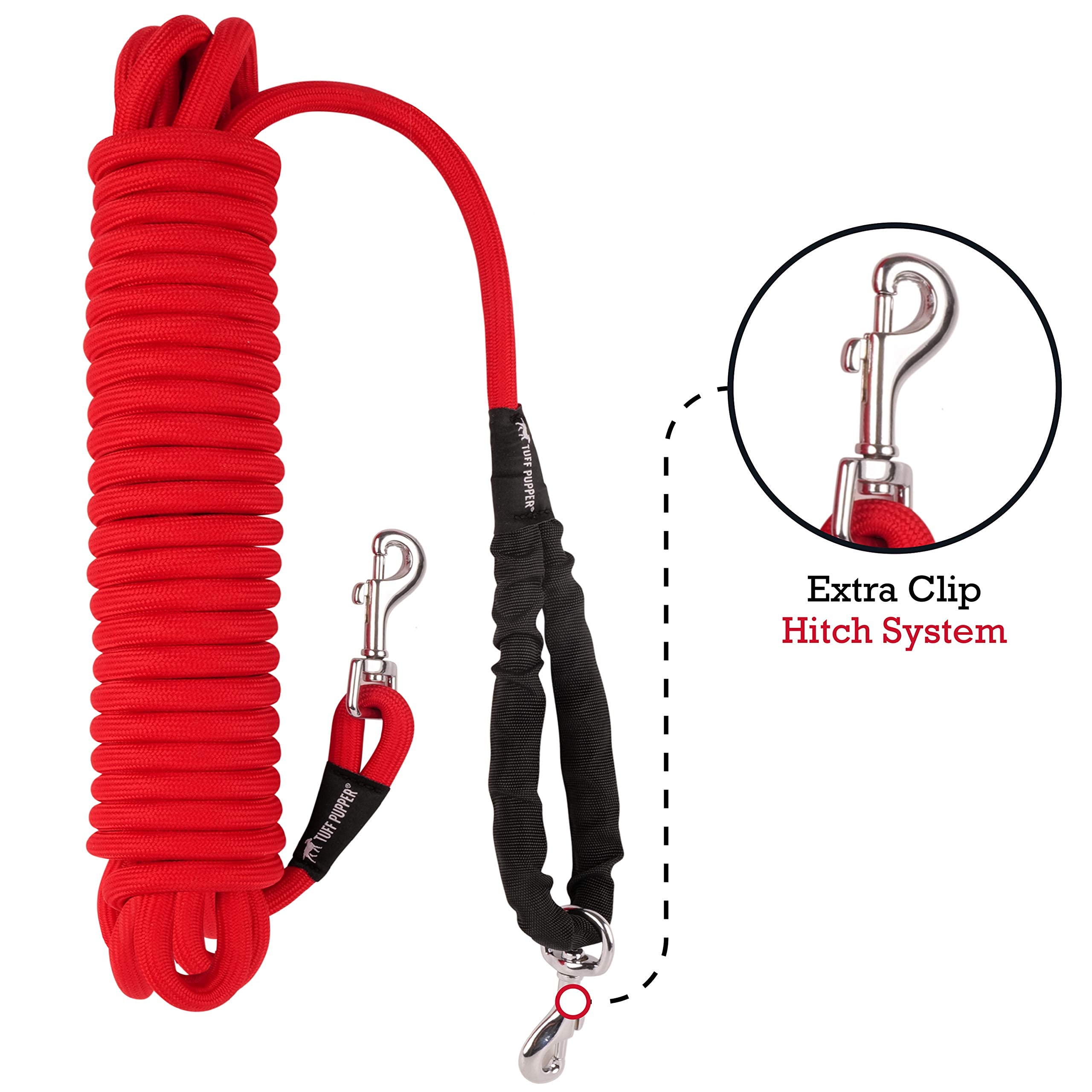Tuff Pupper Heavy Duty 30 Foot Long Rope Leash For Dogs | Dog Recall Training Leash | High Visibility Strong Climbing Rope Leash