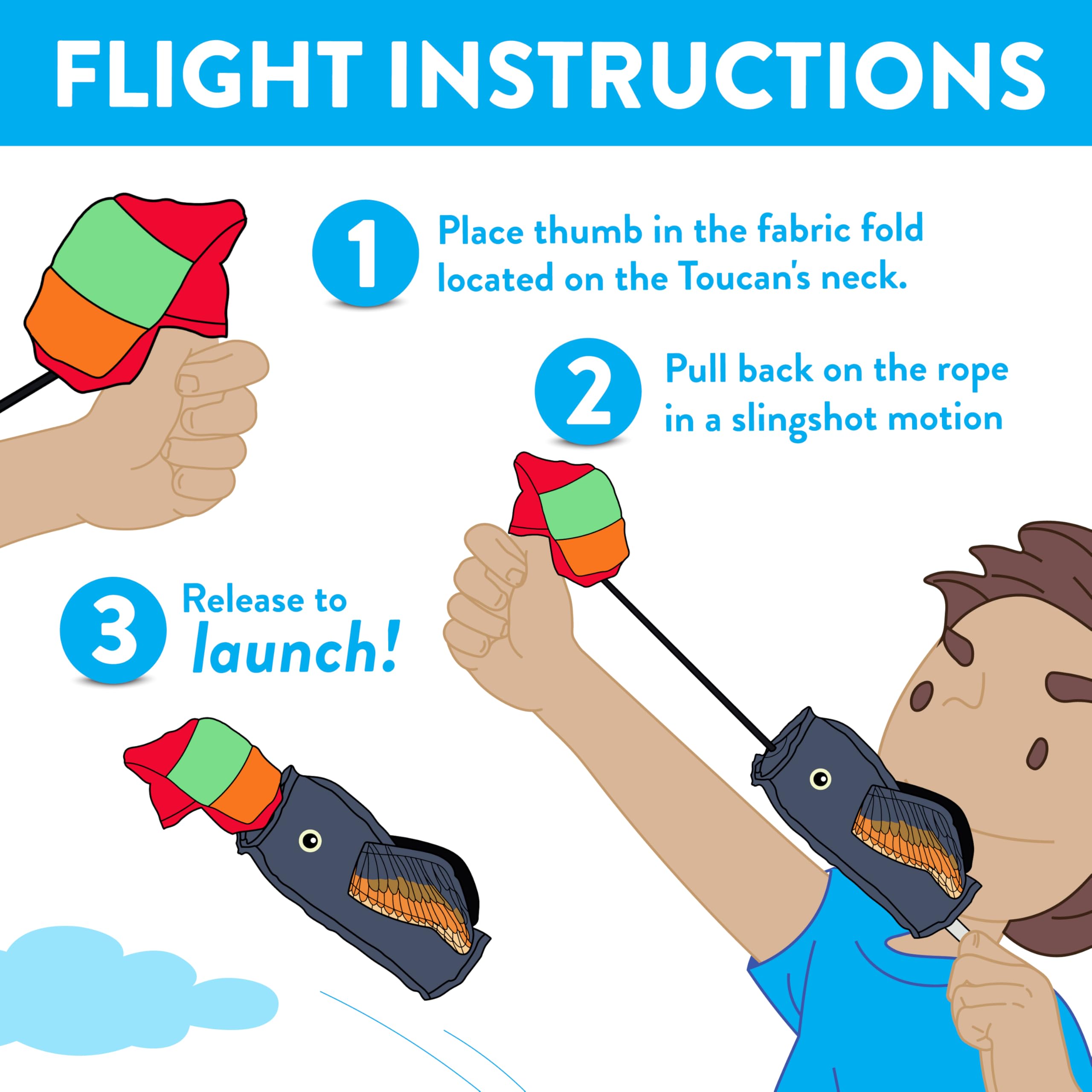 Spunky Pup Fly & Fetch Dog Toy - Durable, Floating, Interactive Bungee Launcher For Fetch And Water Play, Canvas Toucan