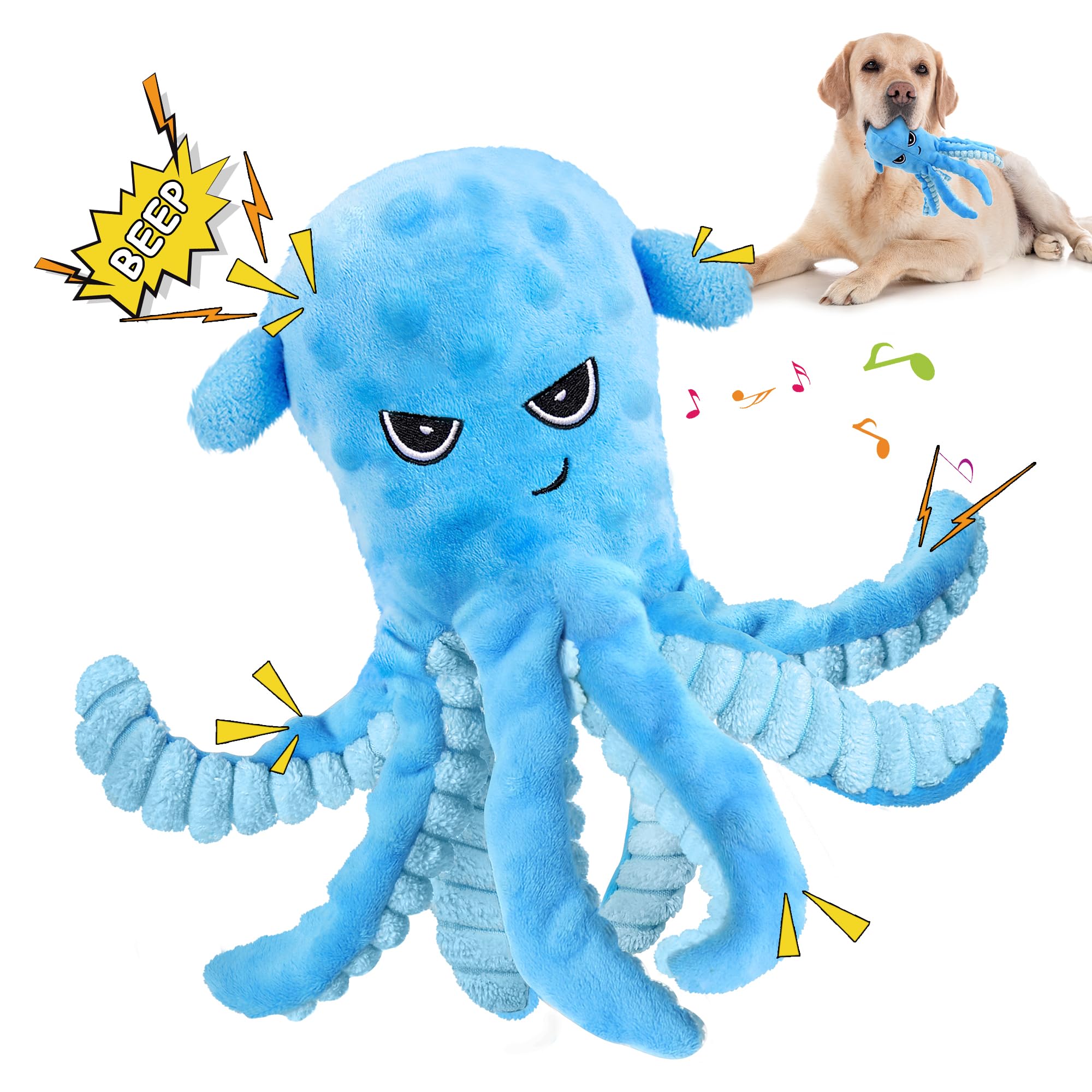 BitPeUG Squeaky Dog Toys Large Dog Toys Big Dog Toys with Crinkle Paper, Dumbo Octopus Stuffed Durable Chew Toys, Dog Toys for L
