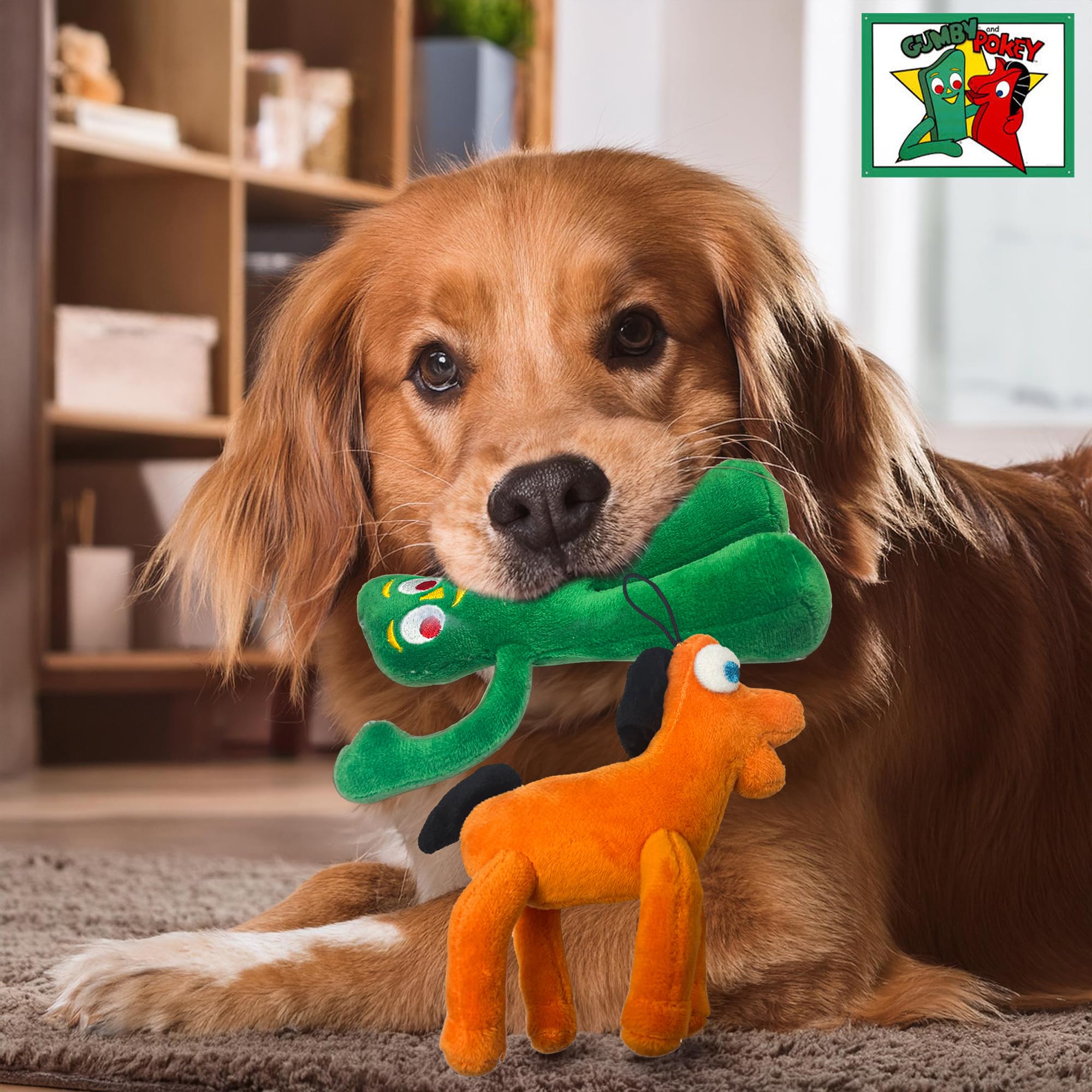 Multipet Gumby Dog Toy - Pack of 2 (6) - Multicolor Gumby & Pokey Figures for Dogs