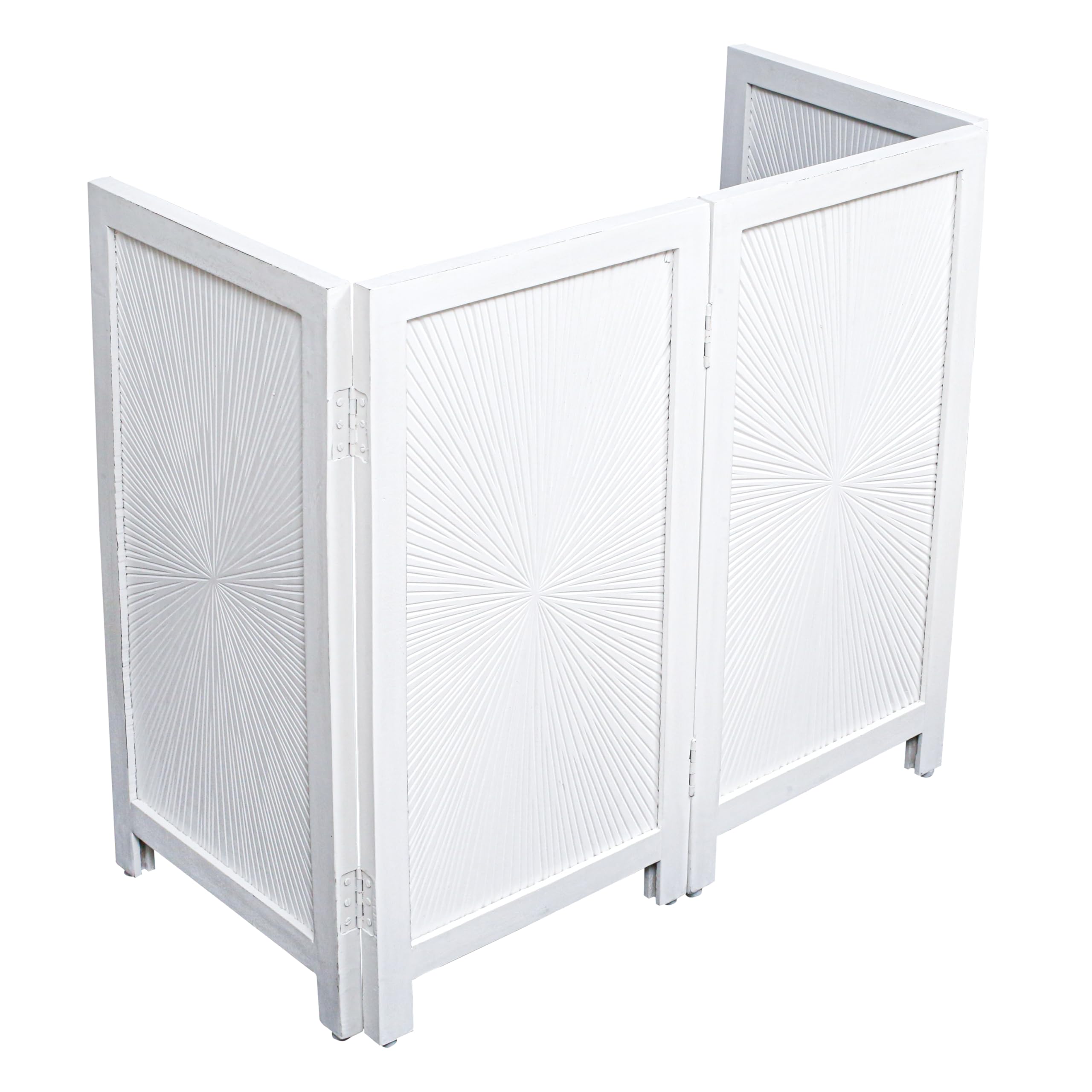 Raise Wooden Foldable Pet Dog Safety Gate - 4 Panels 56 Wx28 H- Hand Carved Solid Wood and MDF - Free Standing Portable Indoor D