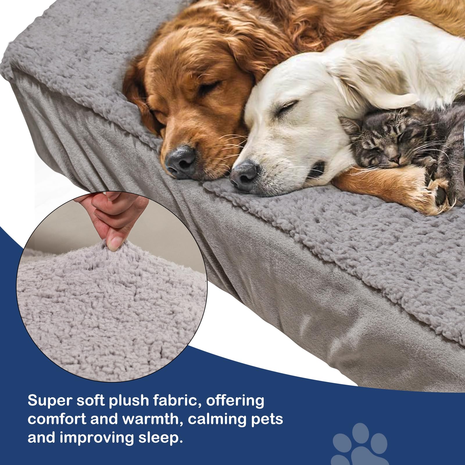 Sunsleek Dog Bed Cover Replacement - Washable, Waterproof, Quilted Sofa Pillow Cover For Dogs/Cats - Ultra Soft Plush Pet Bed (G
